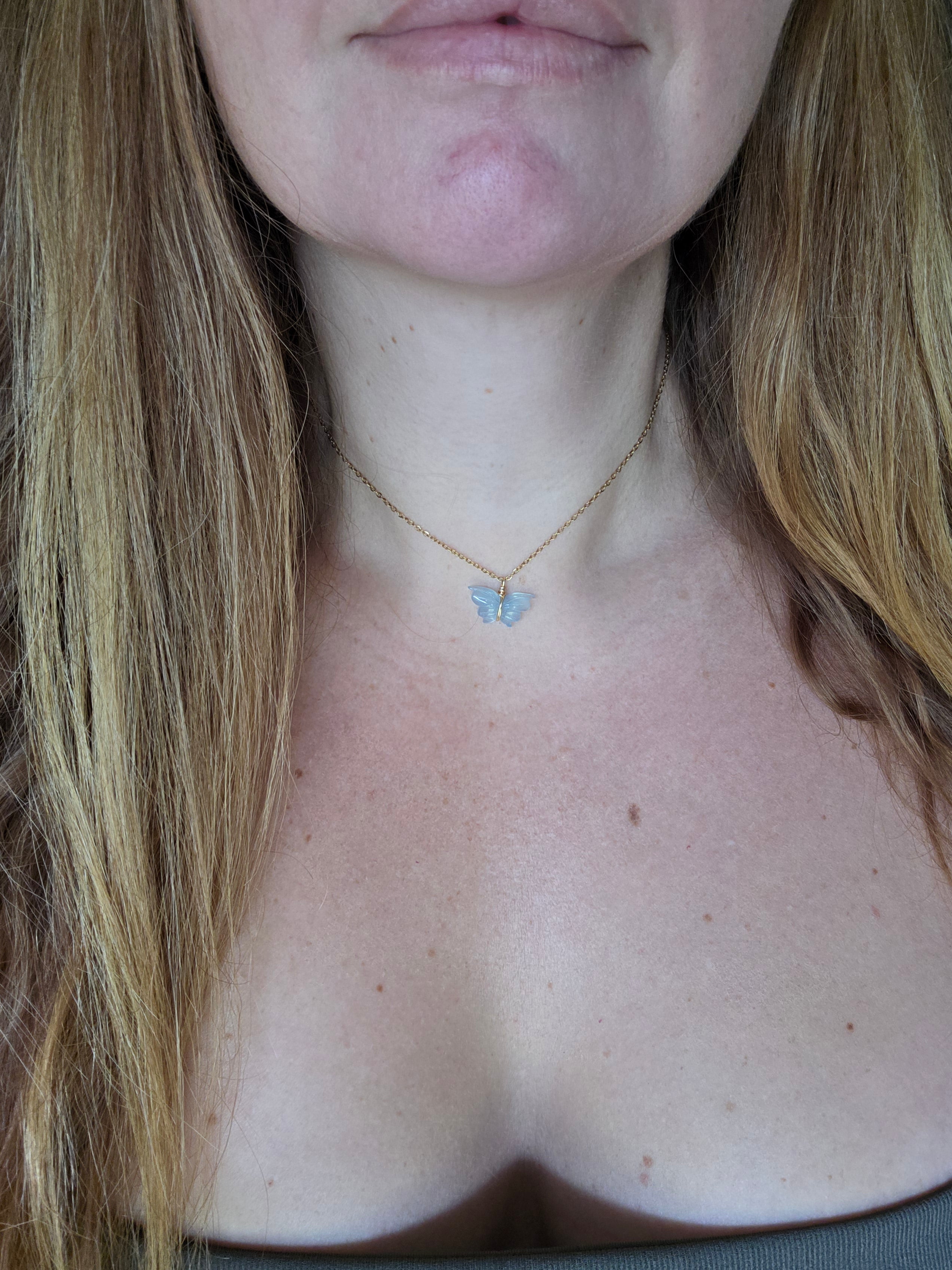 Aquamarine Butterfly 🦋 Necklace