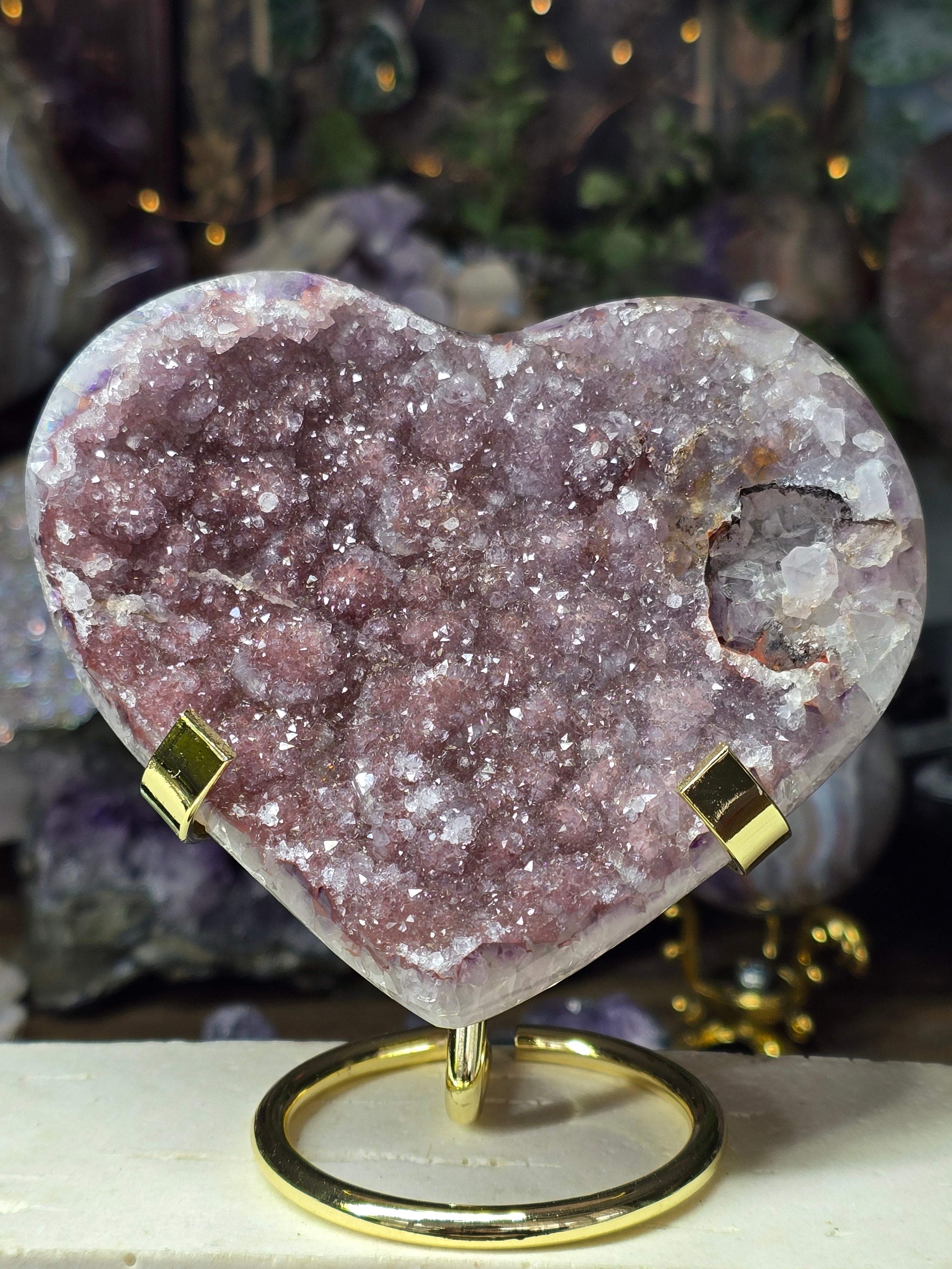 Rainbow Amethyst Heart Carving