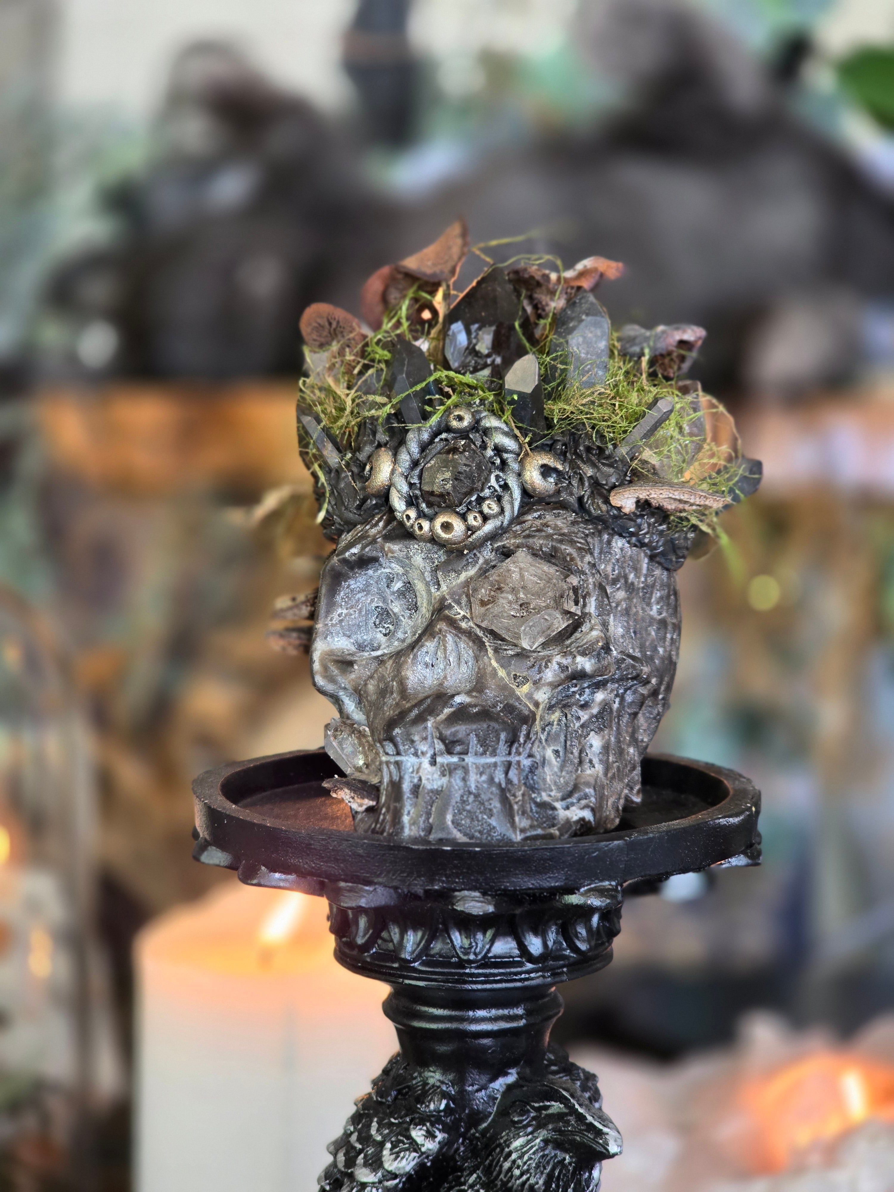 Dark Forest King | Hand sculpted Sphalerite Skull