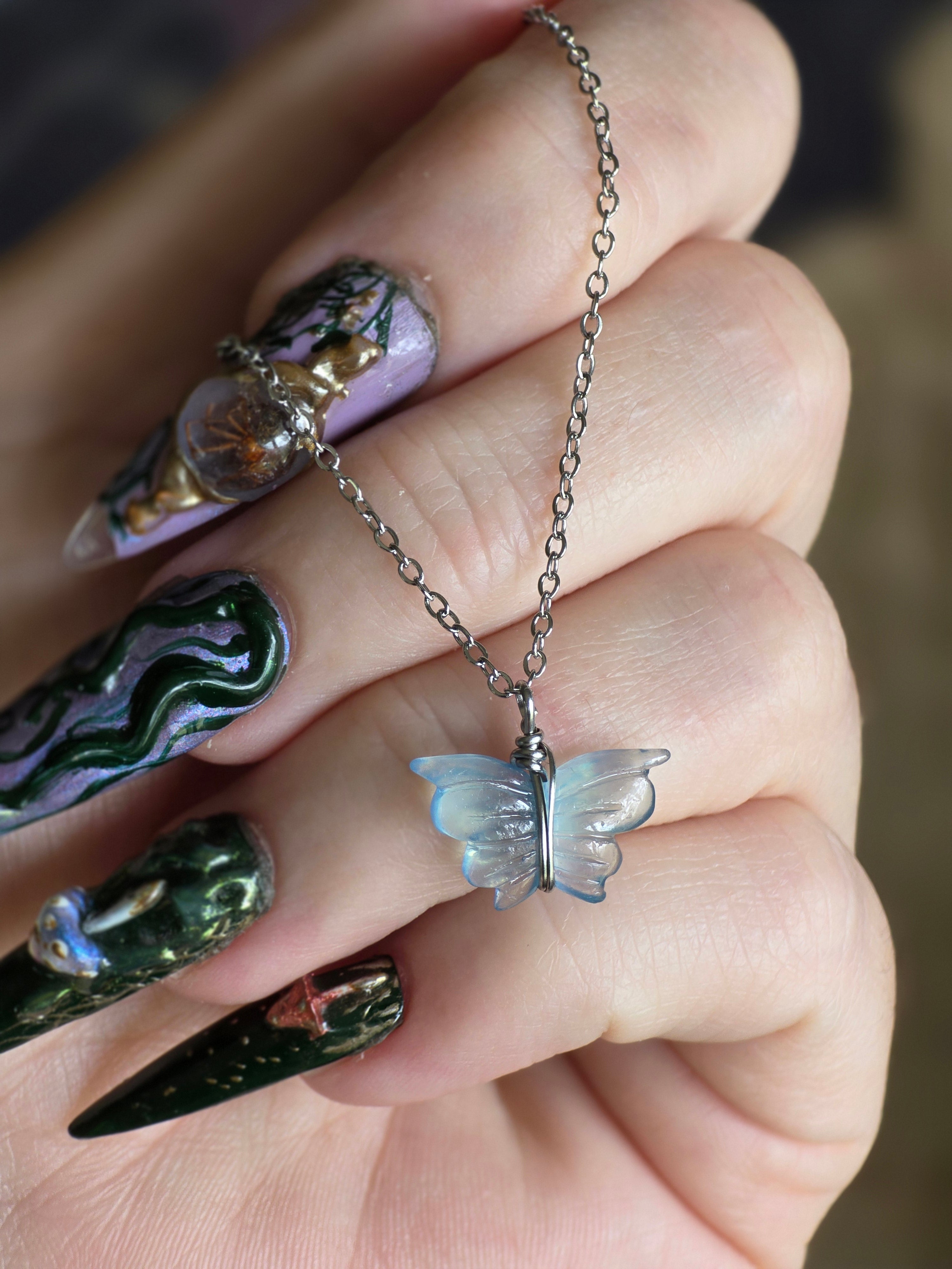 Aquamarine Butterfly 🦋 Necklace