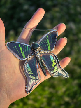 Emerald Ghost Butterfly Necklace