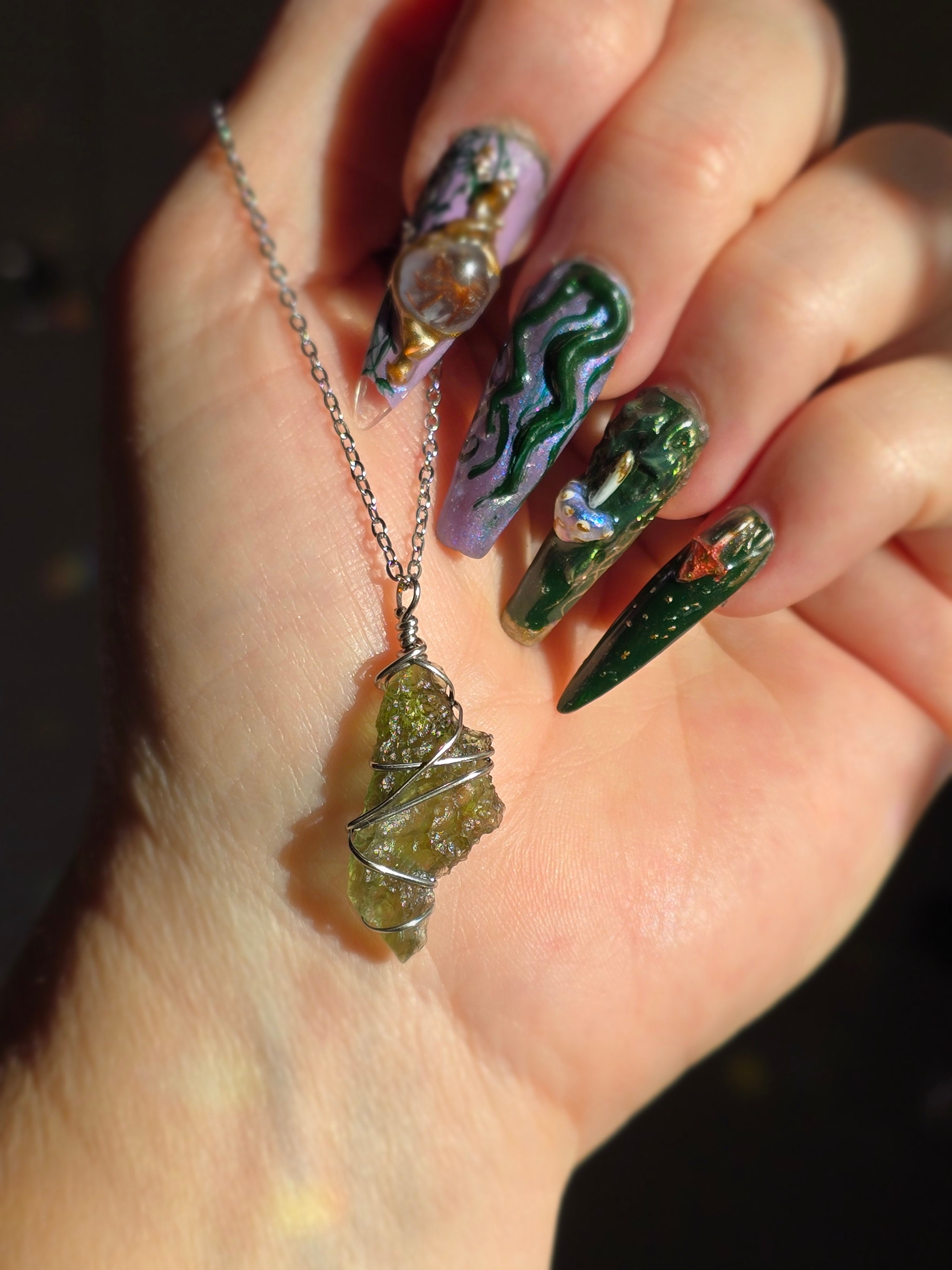 Moldavite Necklace | Stainless Steel