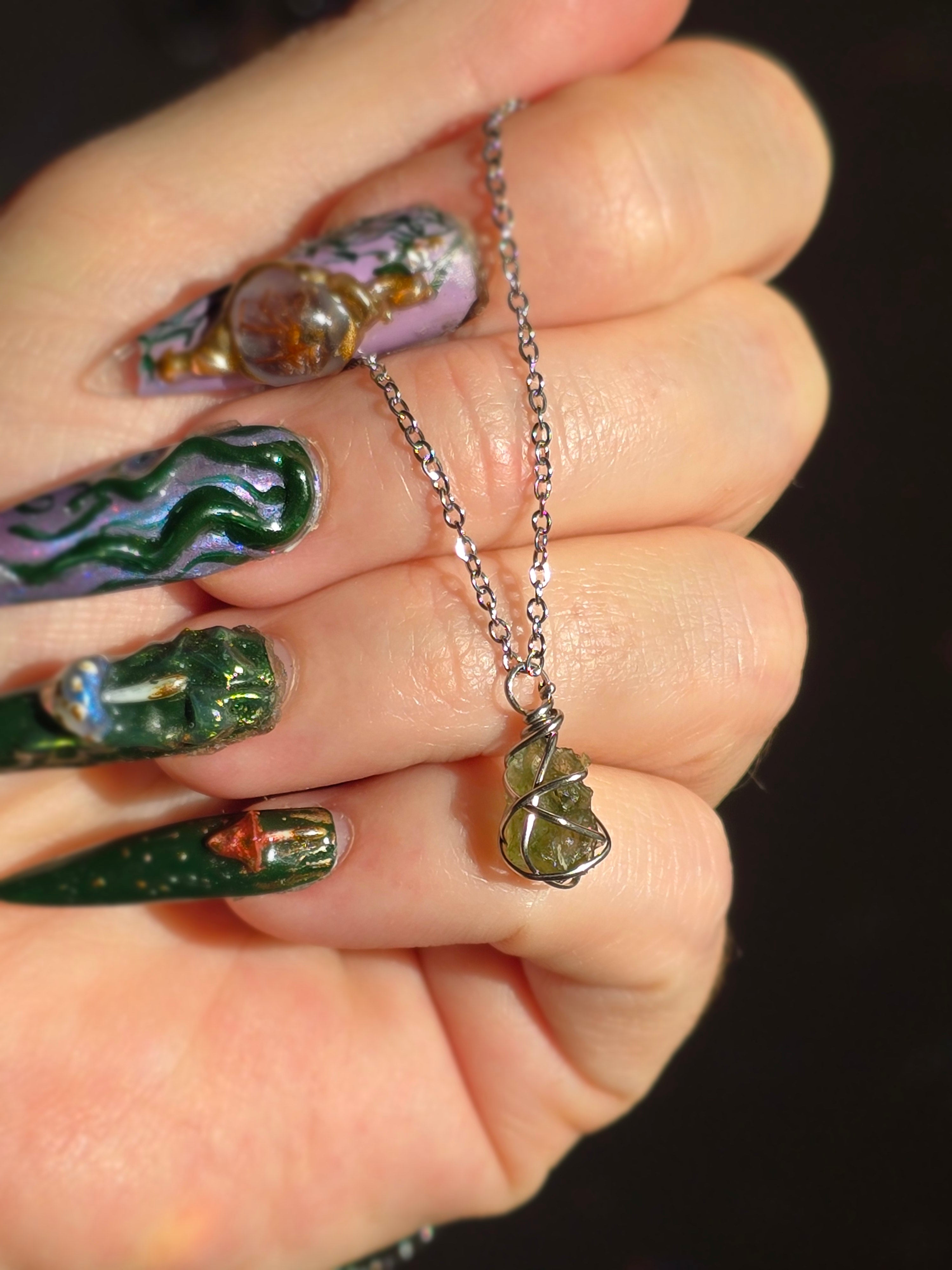Moldavite Necklace | Stainless Steel
