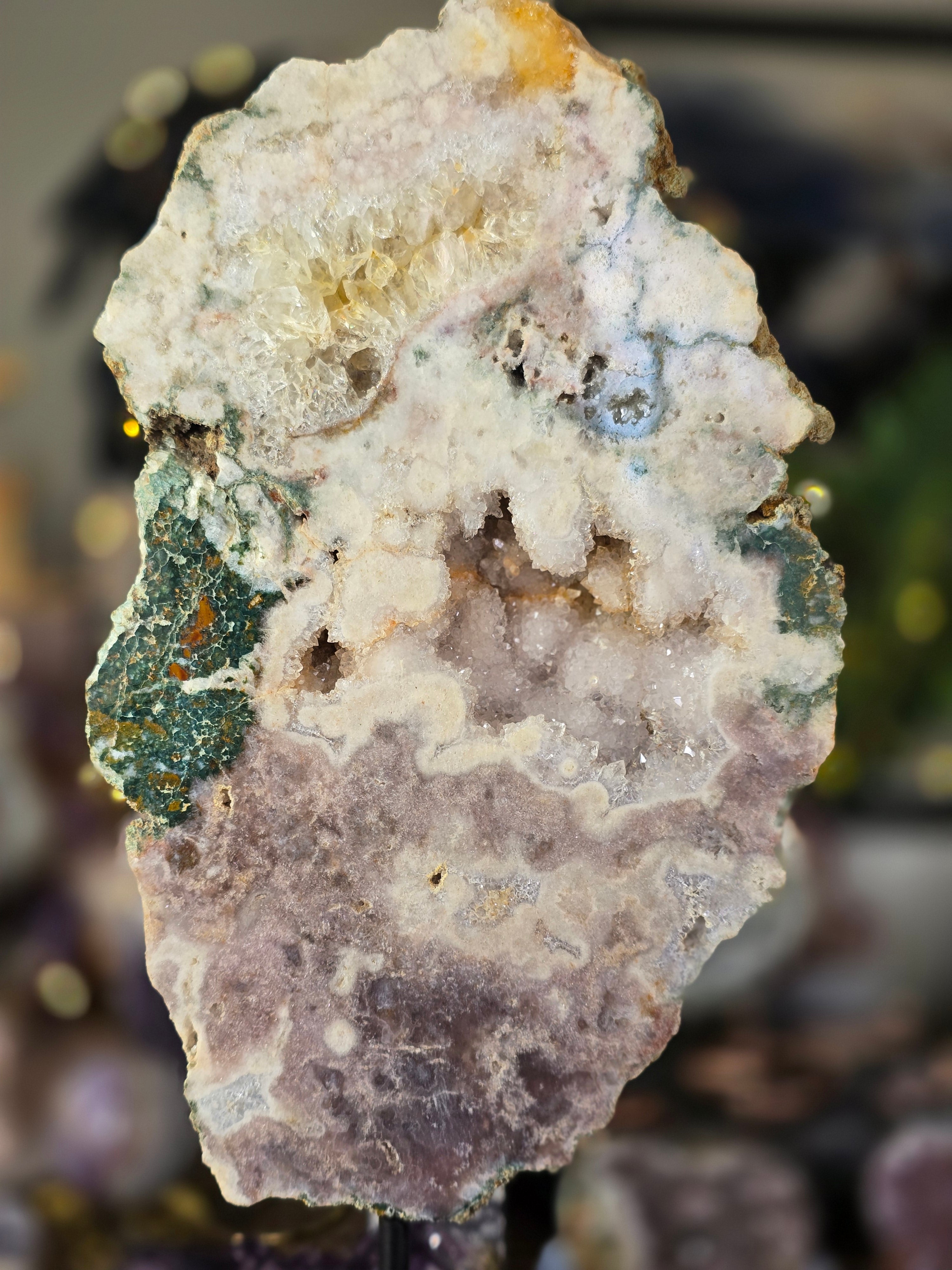 Pink Amethyst Slab On Stand | Brazilian
