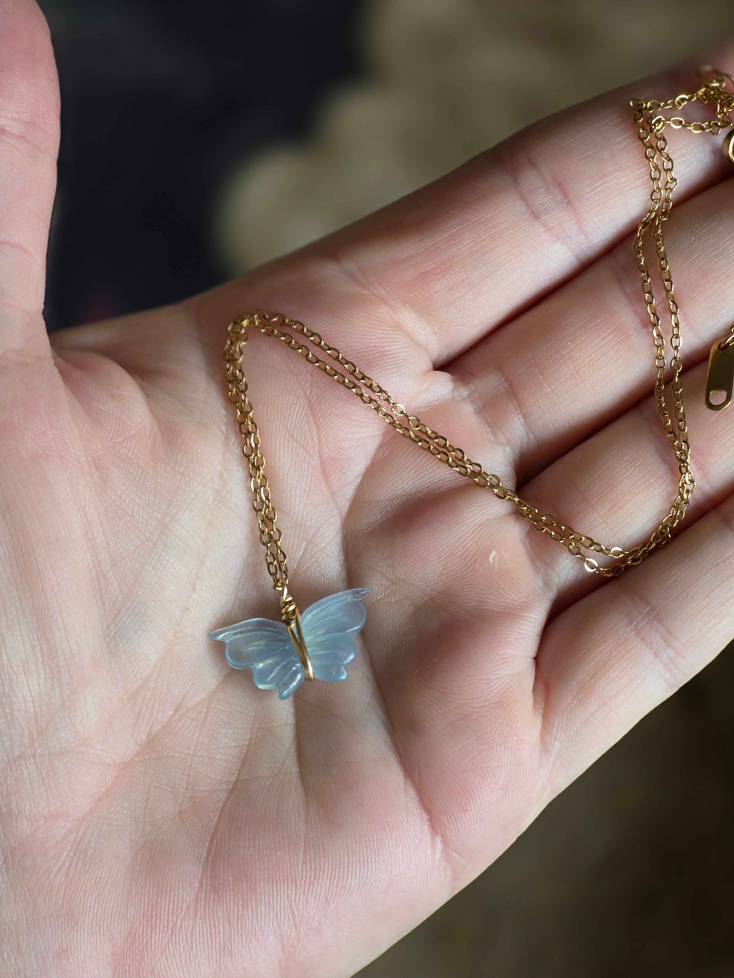 Aquamarine Butterfly 🦋 Necklace