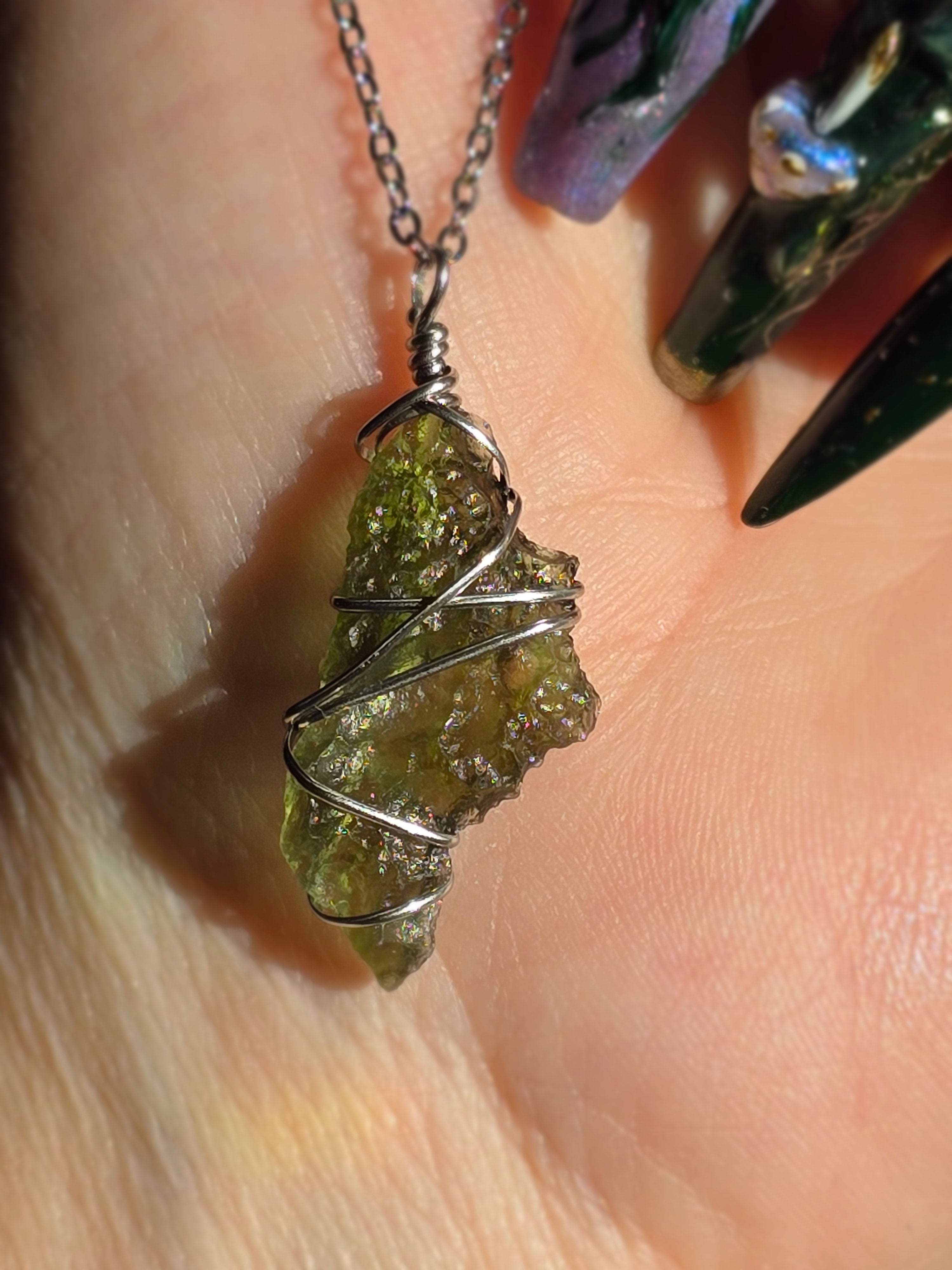Moldavite Necklace | Stainless Steel