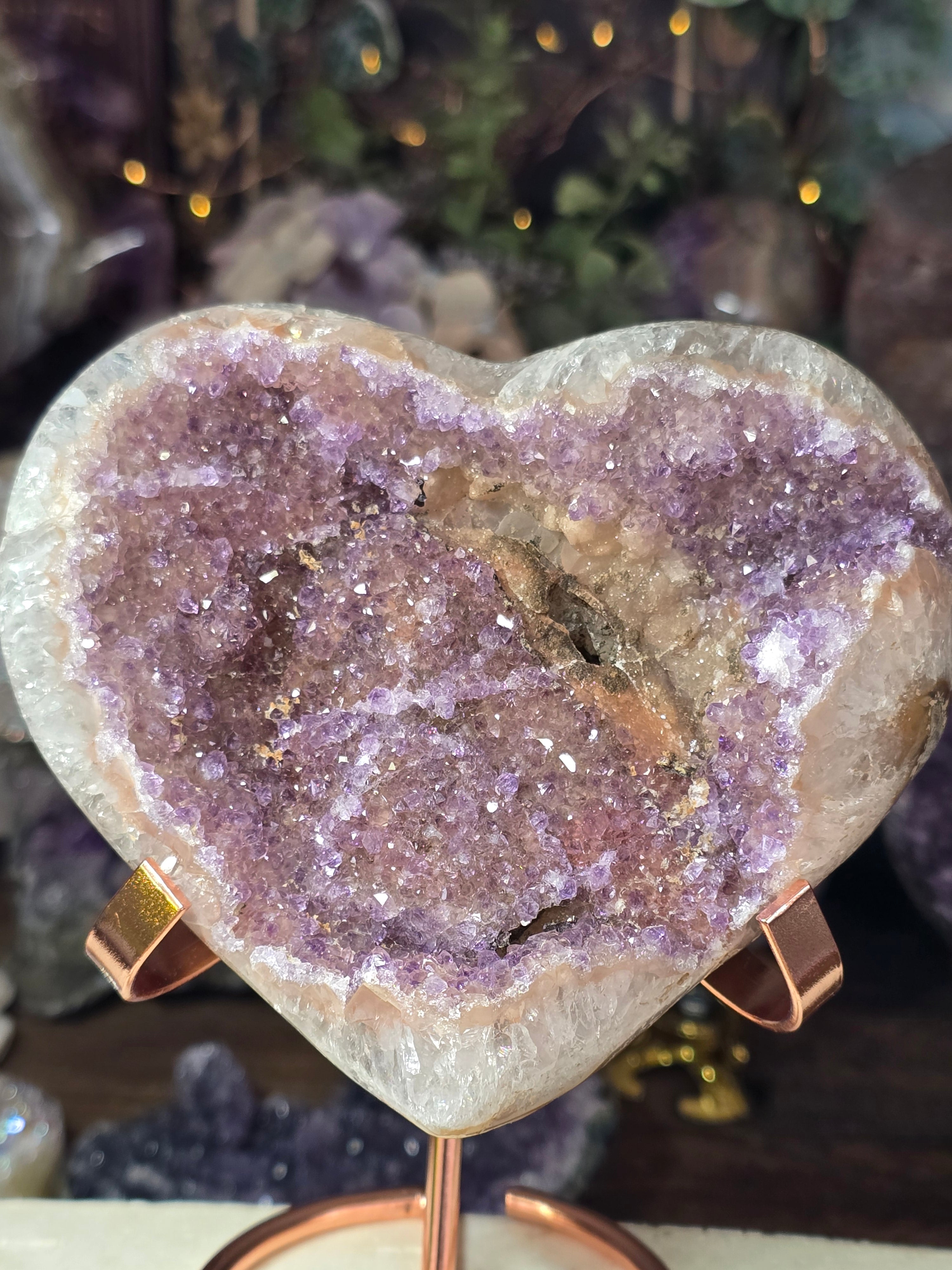 Rainbow Amethyst Heart Carving