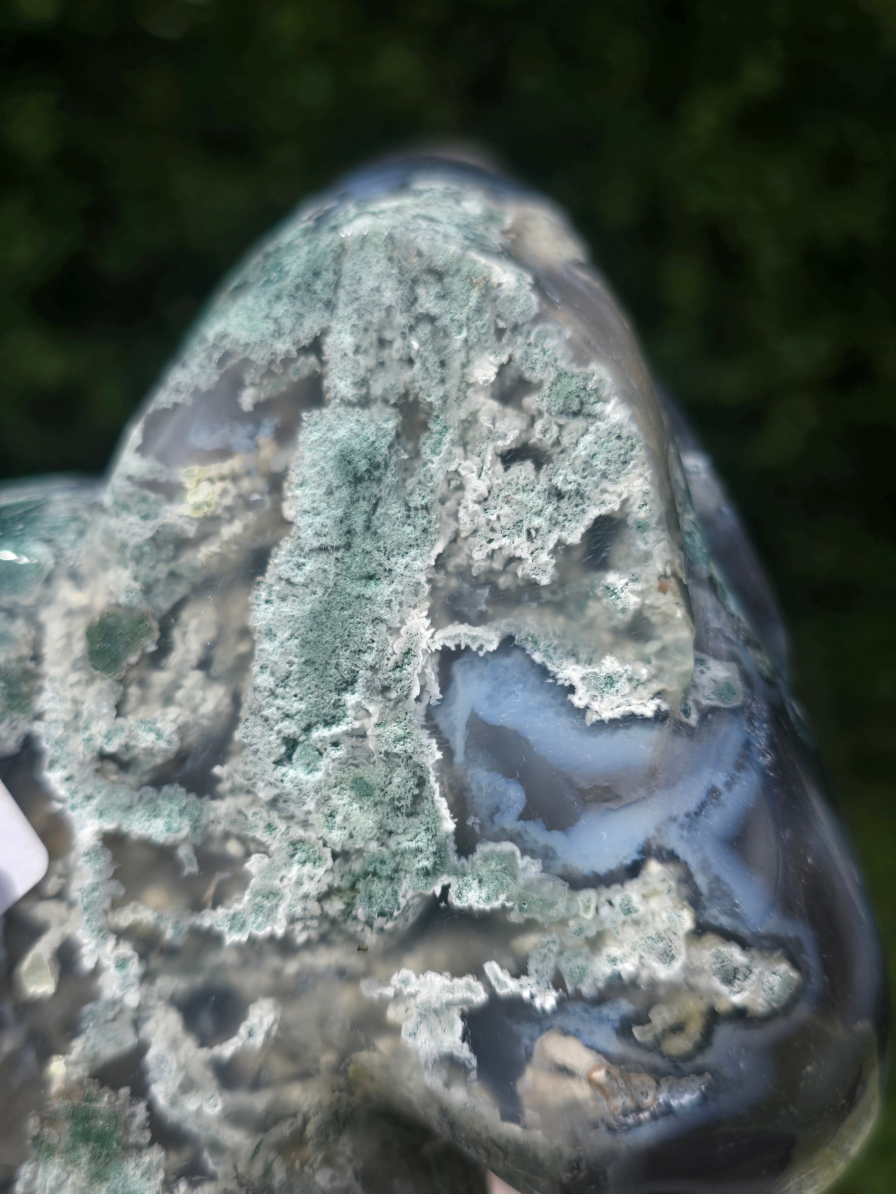 Moss Agate & Amethyst Swans