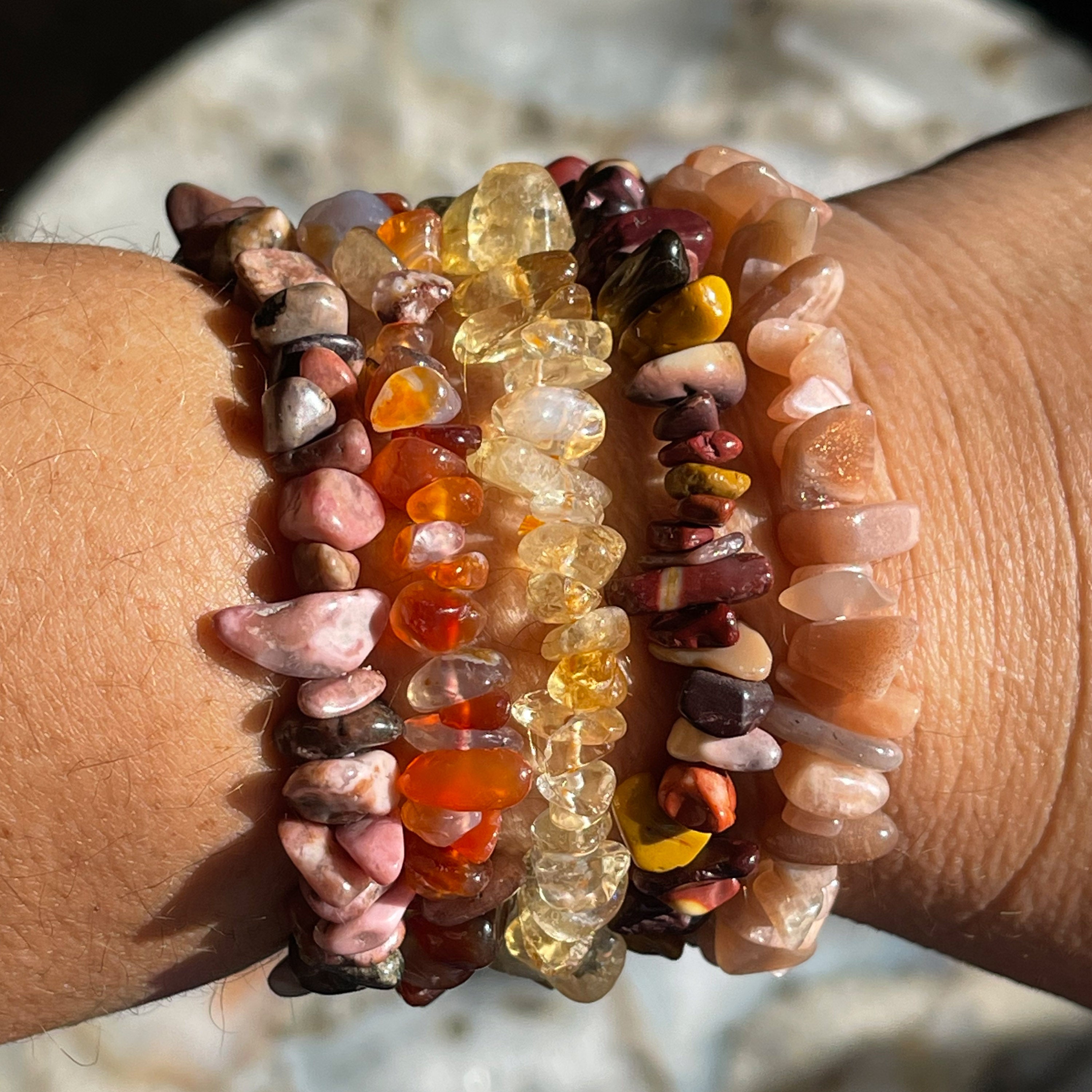 Buy 4 Get 1 Free Semi-Precious Chip Bracelet Sets