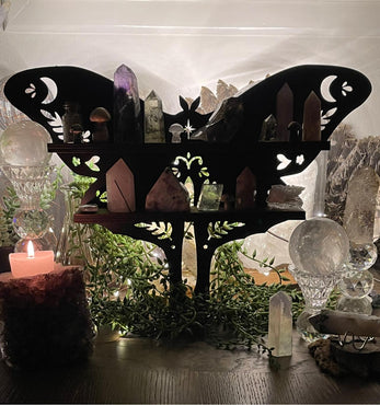 Wooden Moth Light Shelf | Wall Hanging | Crystal Collection | Gift Idea