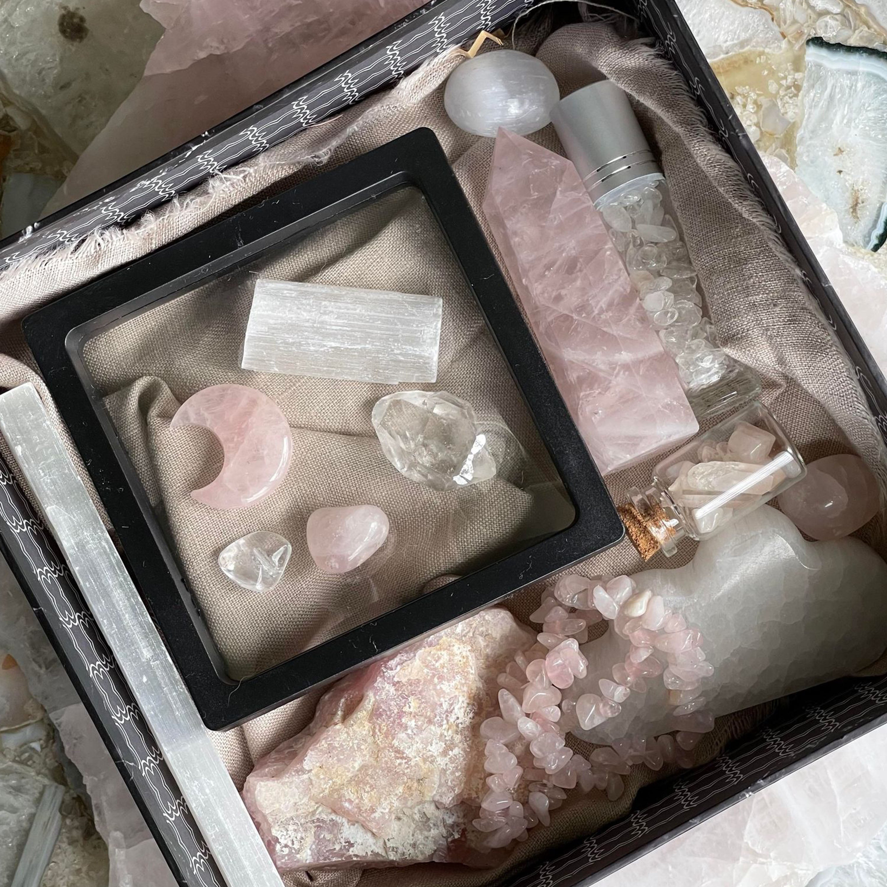 Selenite & Rose Quartz Crystal Mystery Box | Australia | Crystal Collection | Giftbox