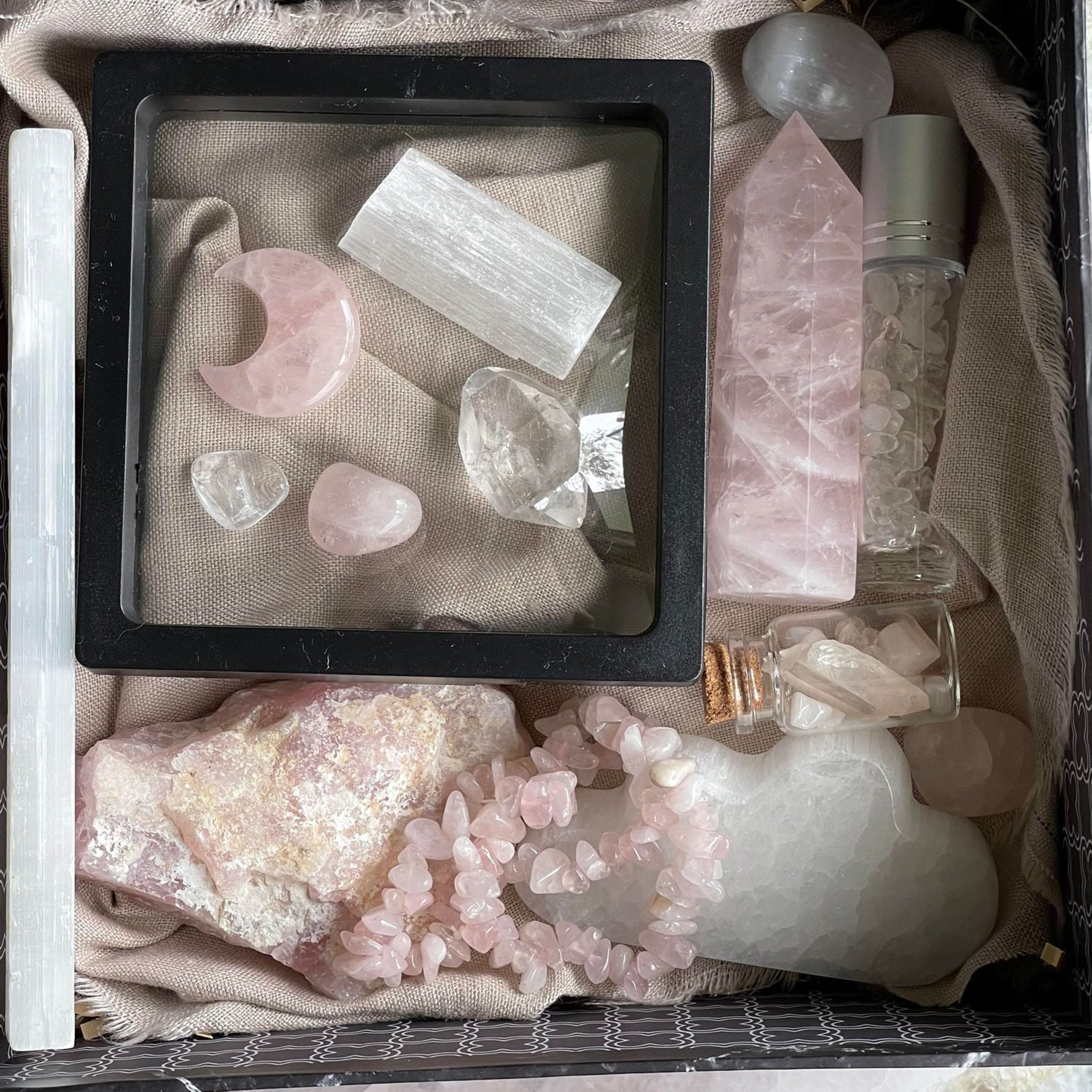 Selenite & Rose Quartz Crystal Mystery Box | Australia | Crystal Collection | Giftbox