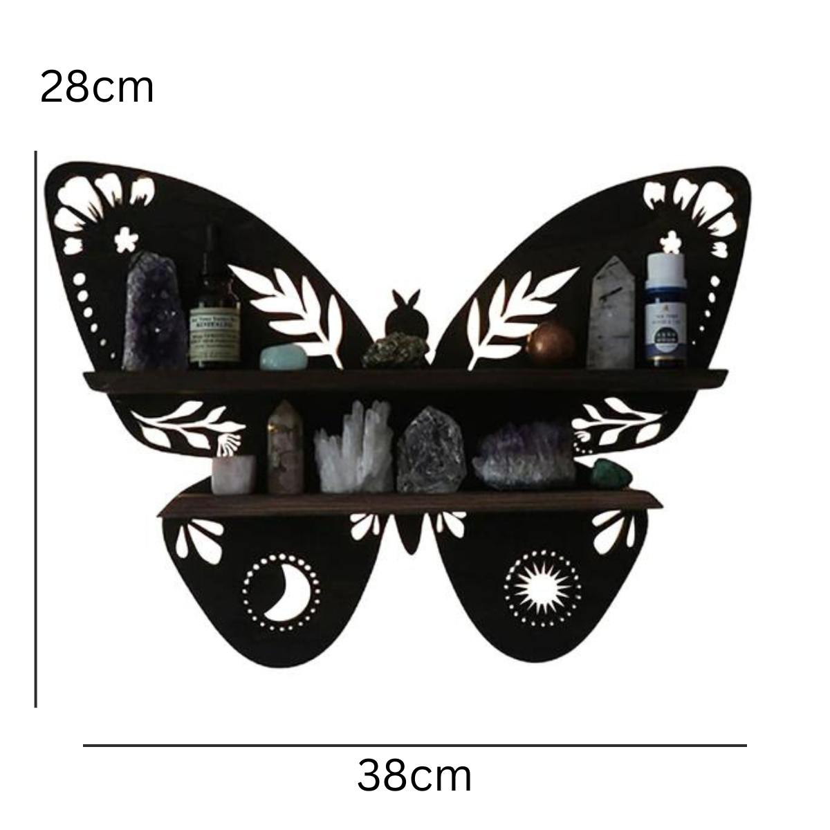 Wooden Butterfly Light Wall Shelf | Wall Hanging | Crystal Collection | Gift Idea