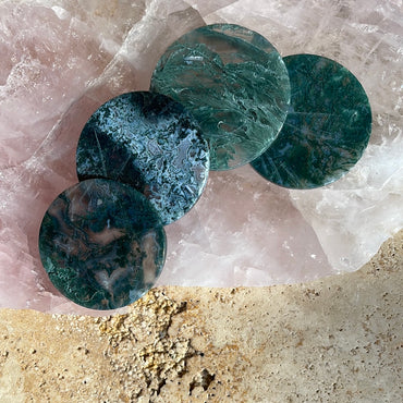 Moss Agate Disc | Crystal Styling Plates