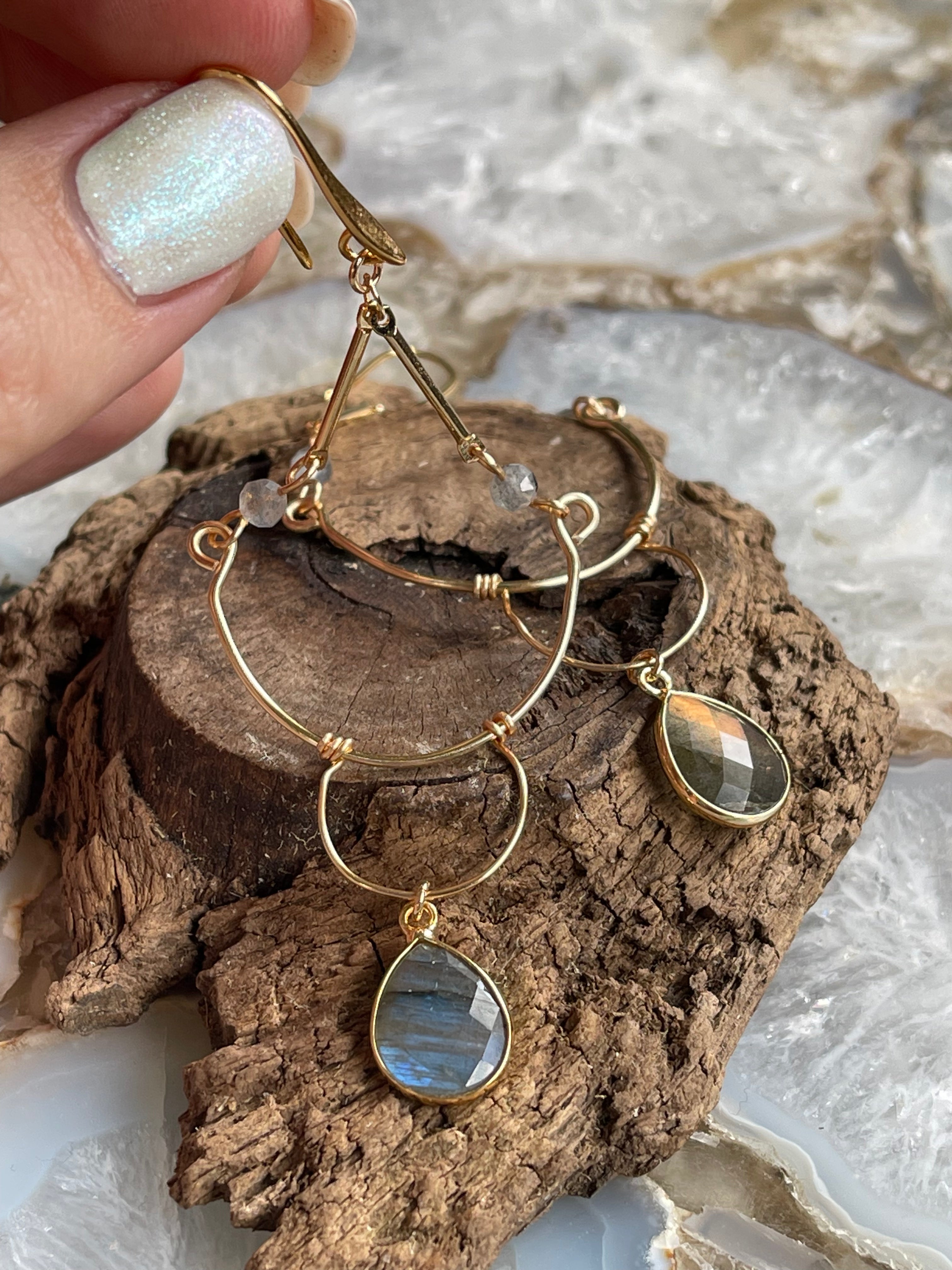 Labradorite Simple Chandelier Earrings