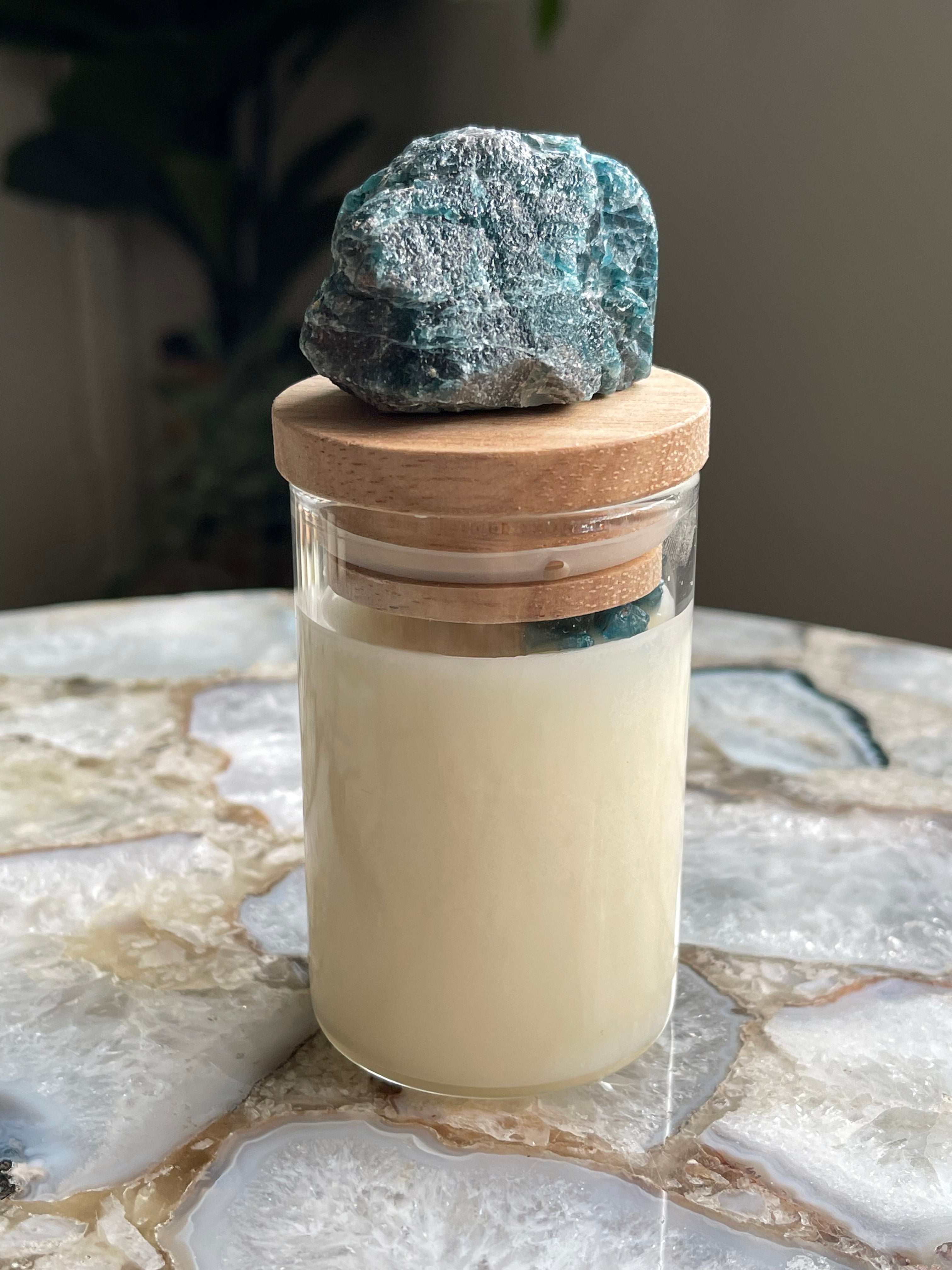 Deluxe “Ocean Breeze” Crystal Infused Candle Set | 6 Crystal Candles | Crystal Collection