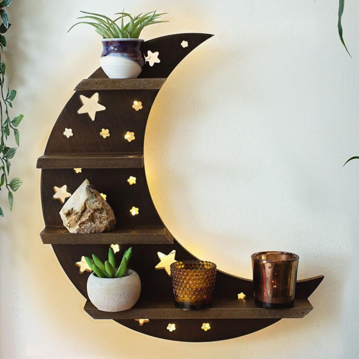 Moon Light Wall Shelf | Wall Hanging | Crystal Collection | Gift Idea