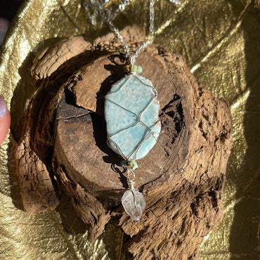 Larimar, Herkimer Diamond & African Turquoise Necklace