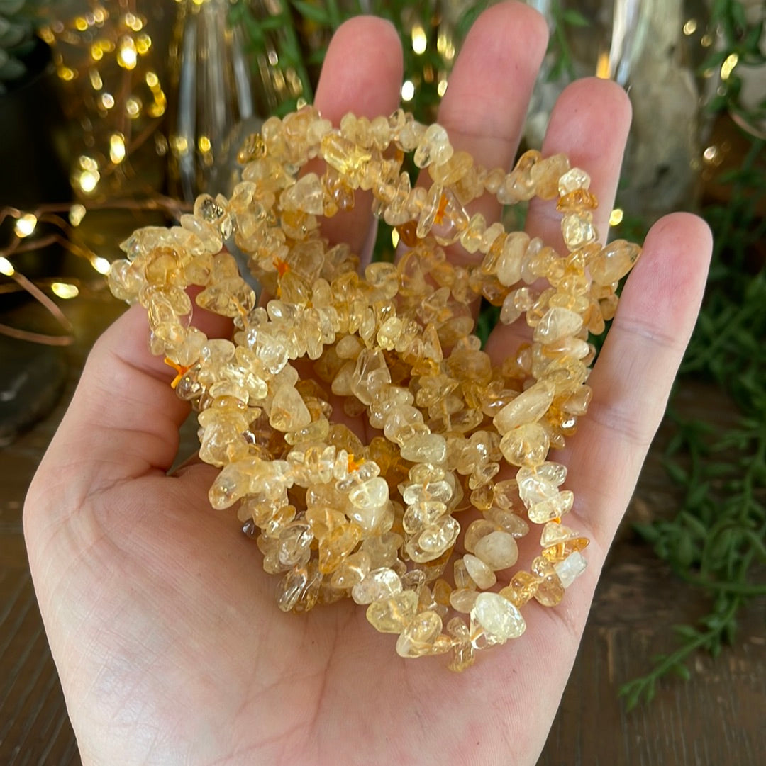 Citrine Semi-Precious Chip Bracelet