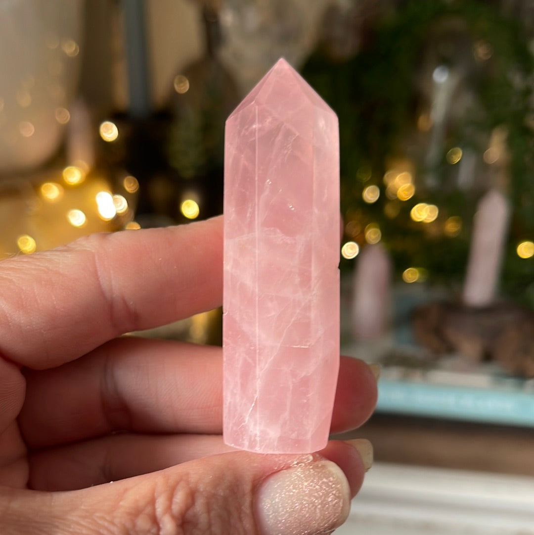 Tiny Rose Quartz Crystal Tower