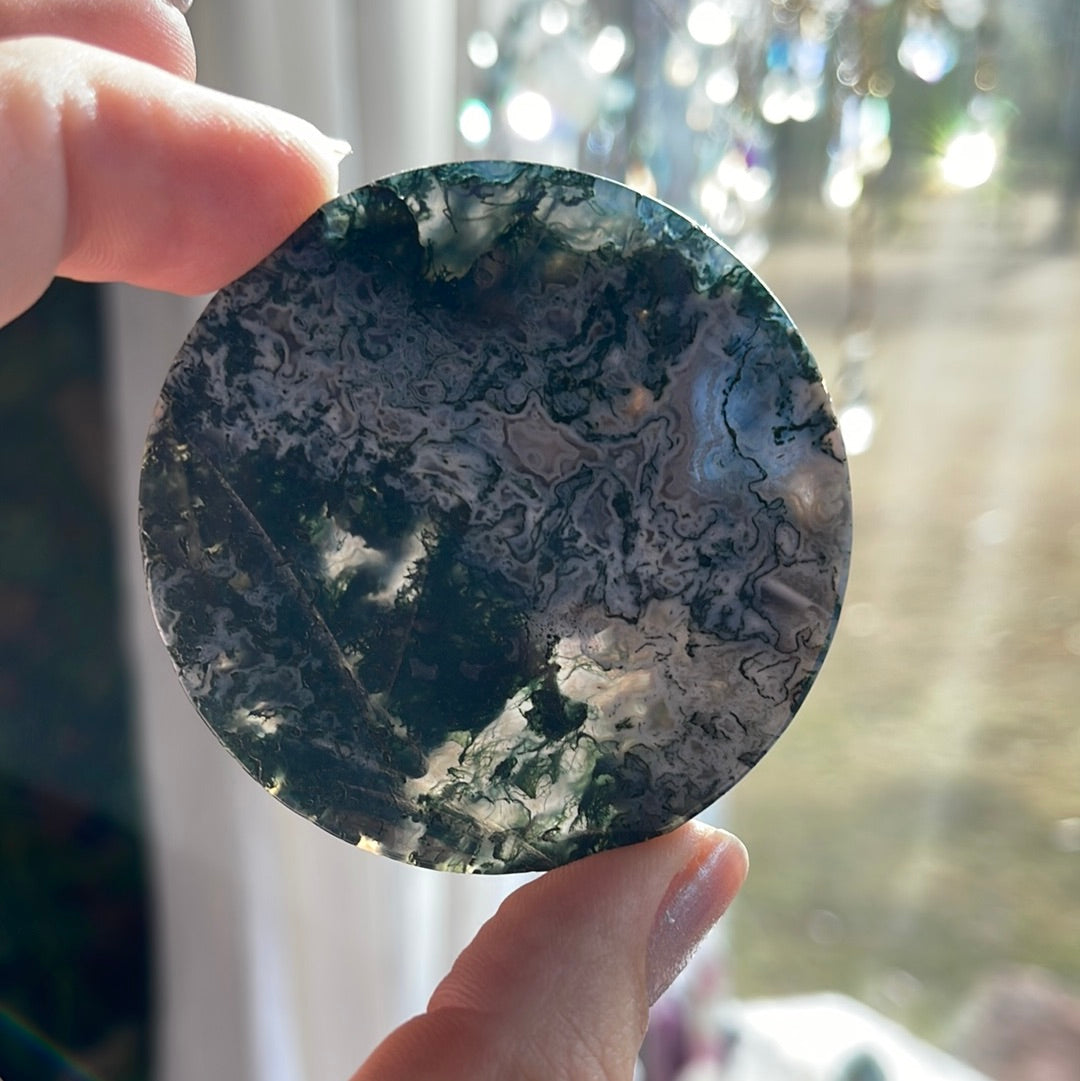 Moss Agate Disc | Crystal Styling Plates