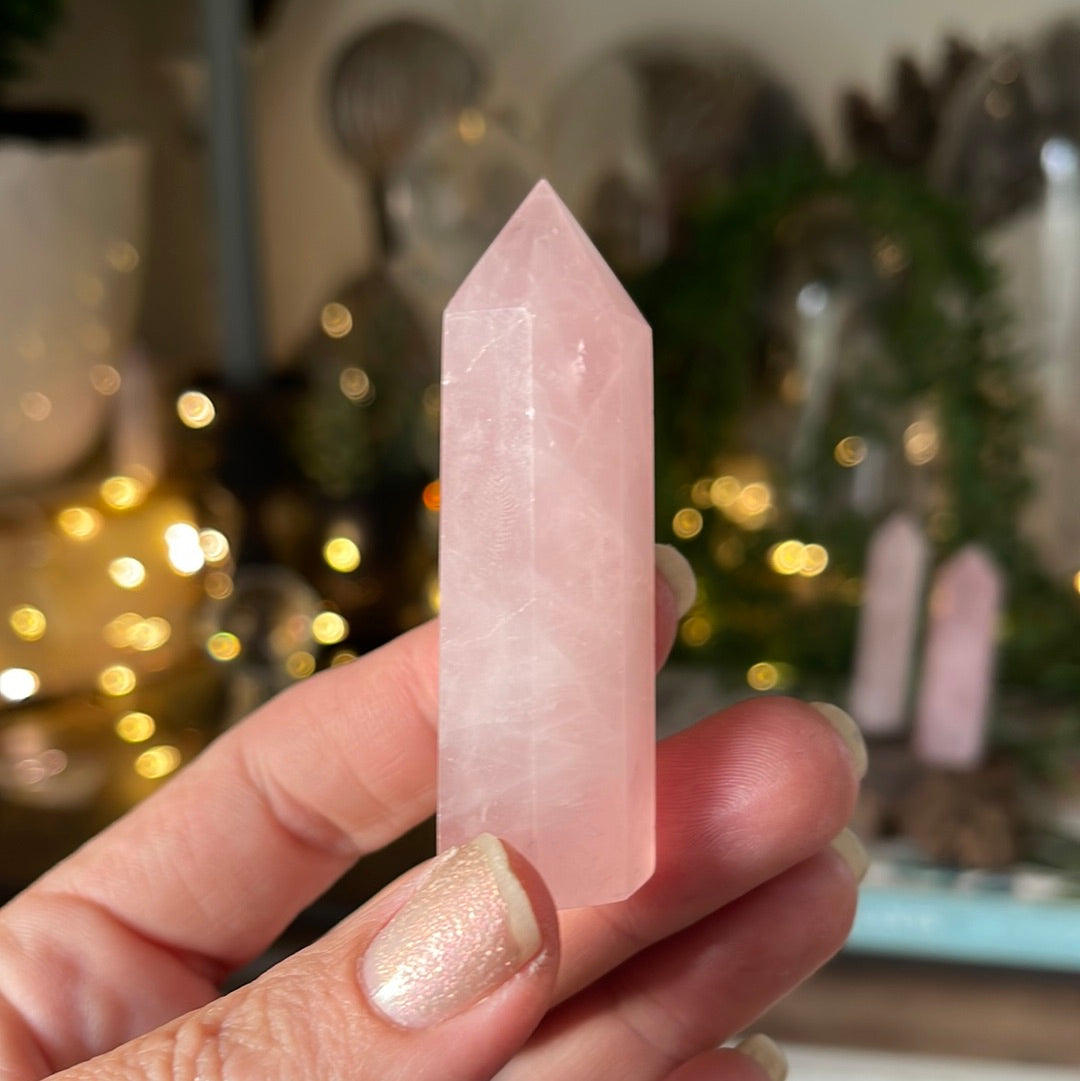 Tiny Rose Quartz Crystal Tower