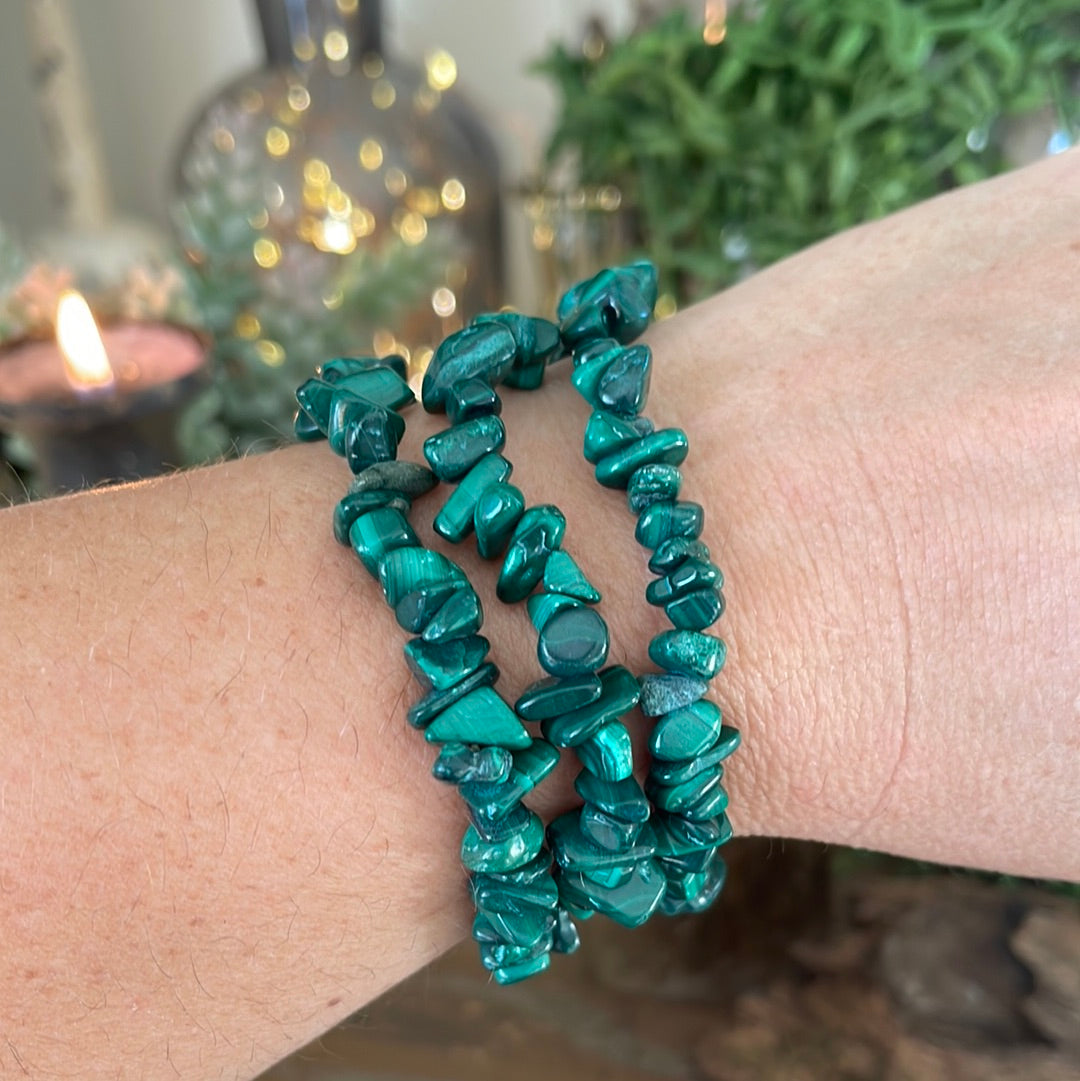 Malachite Semi-Precious Chip Bracelet