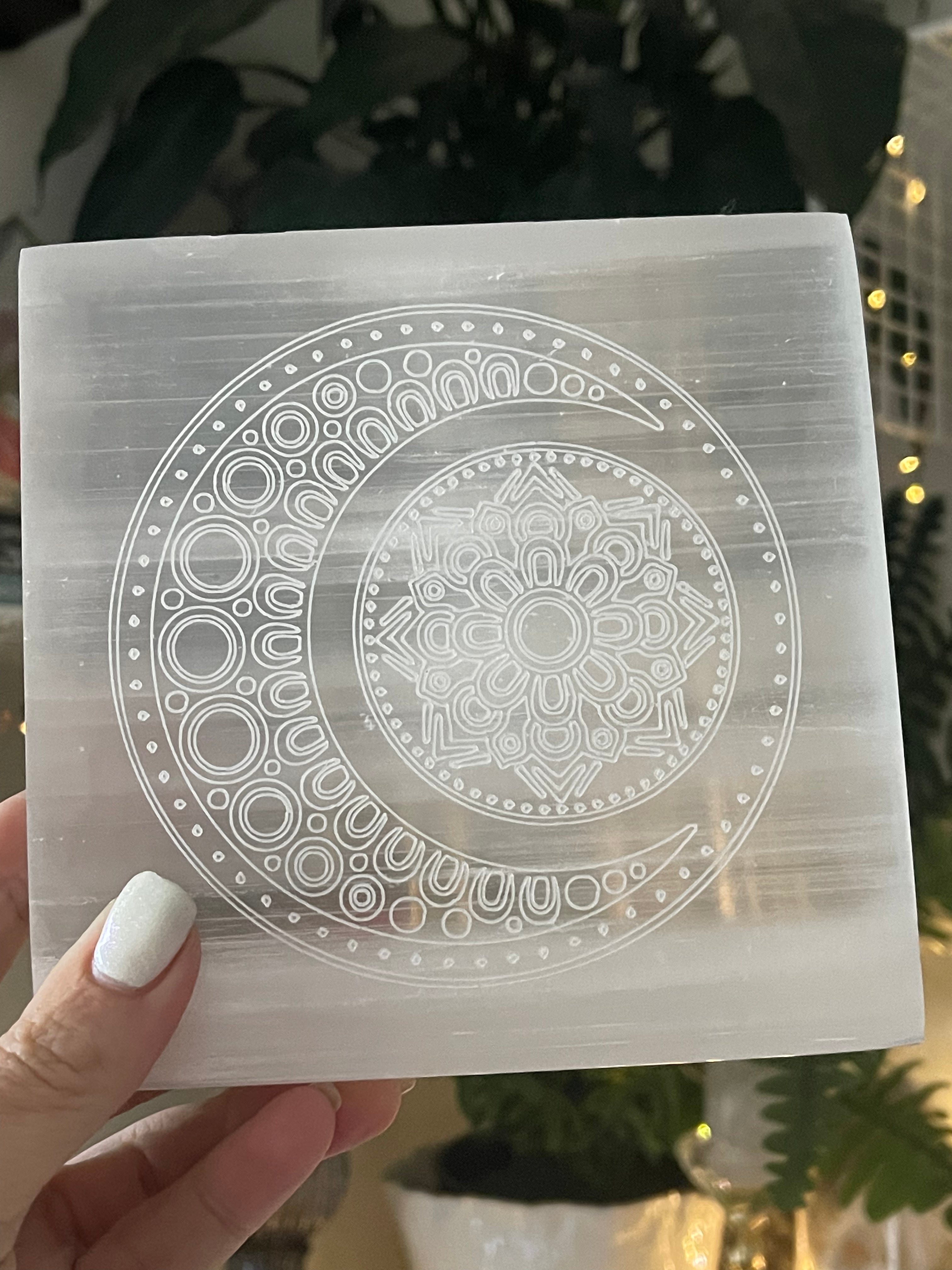 Selenite moon styling plate