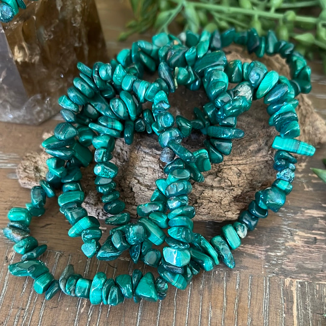 Malachite Semi-Precious Chip Bracelet