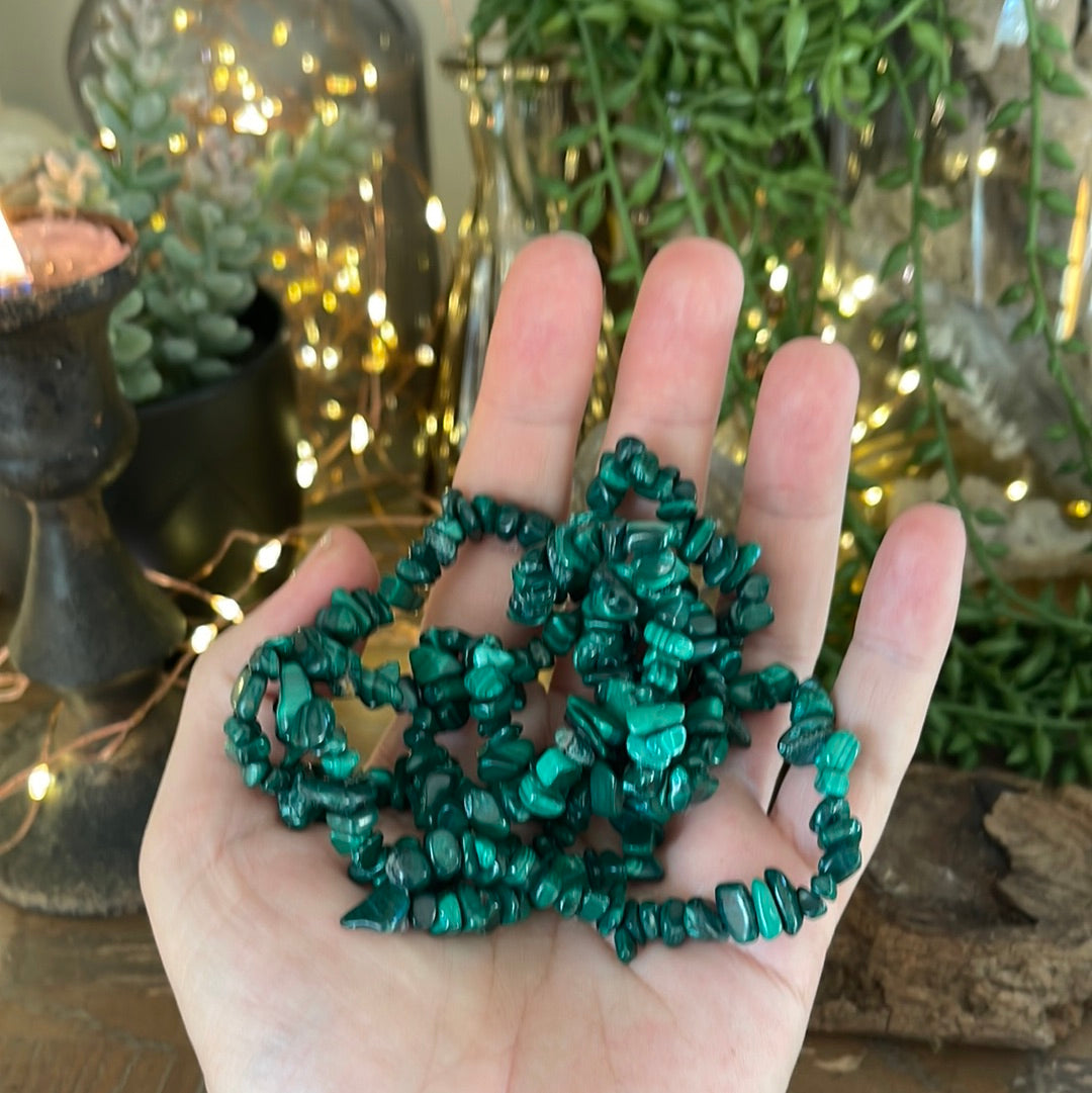 Malachite Semi-Precious Chip Bracelet