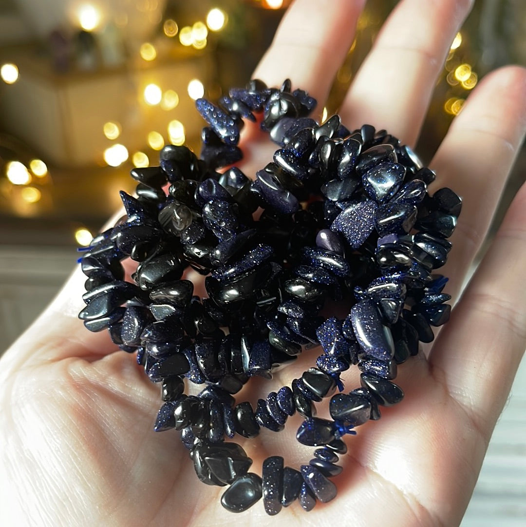 Snow Flake Obsidian Semi-Precious Chip Bracelet