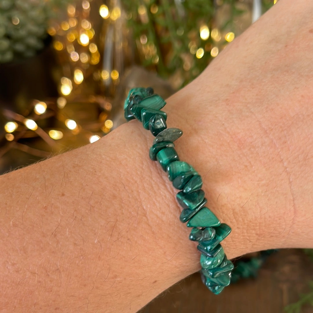 Malachite Semi-Precious Chip Bracelet