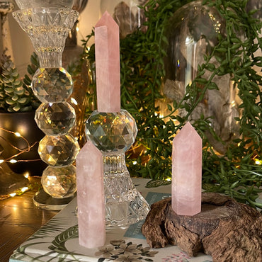 Tiny Rose Quartz Crystal Tower