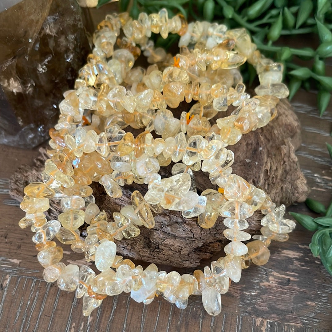 Citrine Semi-Precious Chip Bracelet