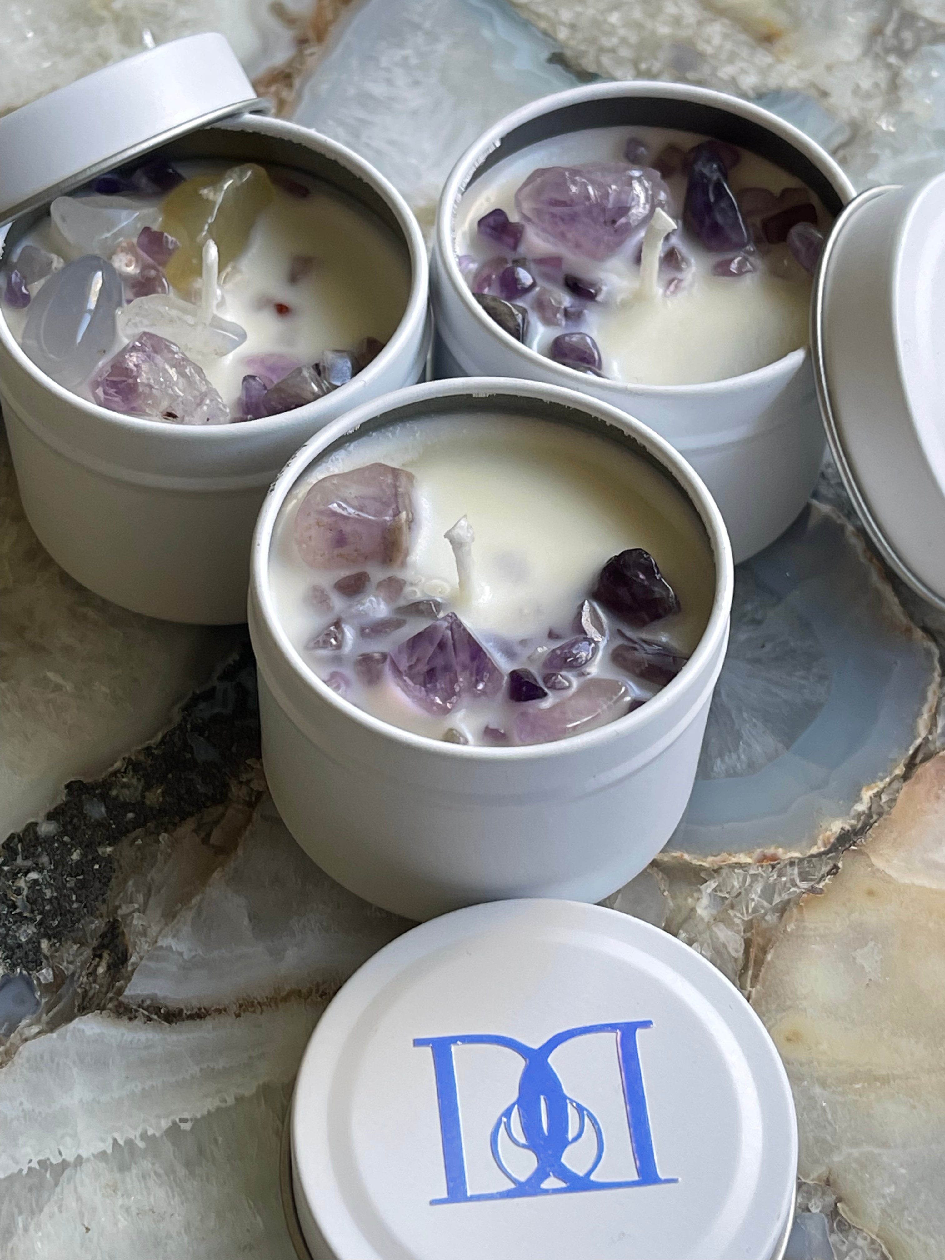 Crystal Infused Small Tin Candles | Candles | Crystal Collection