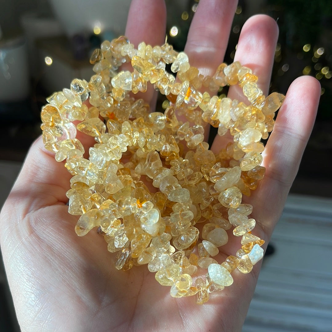 Citrine Semi-Precious Chip Bracelet