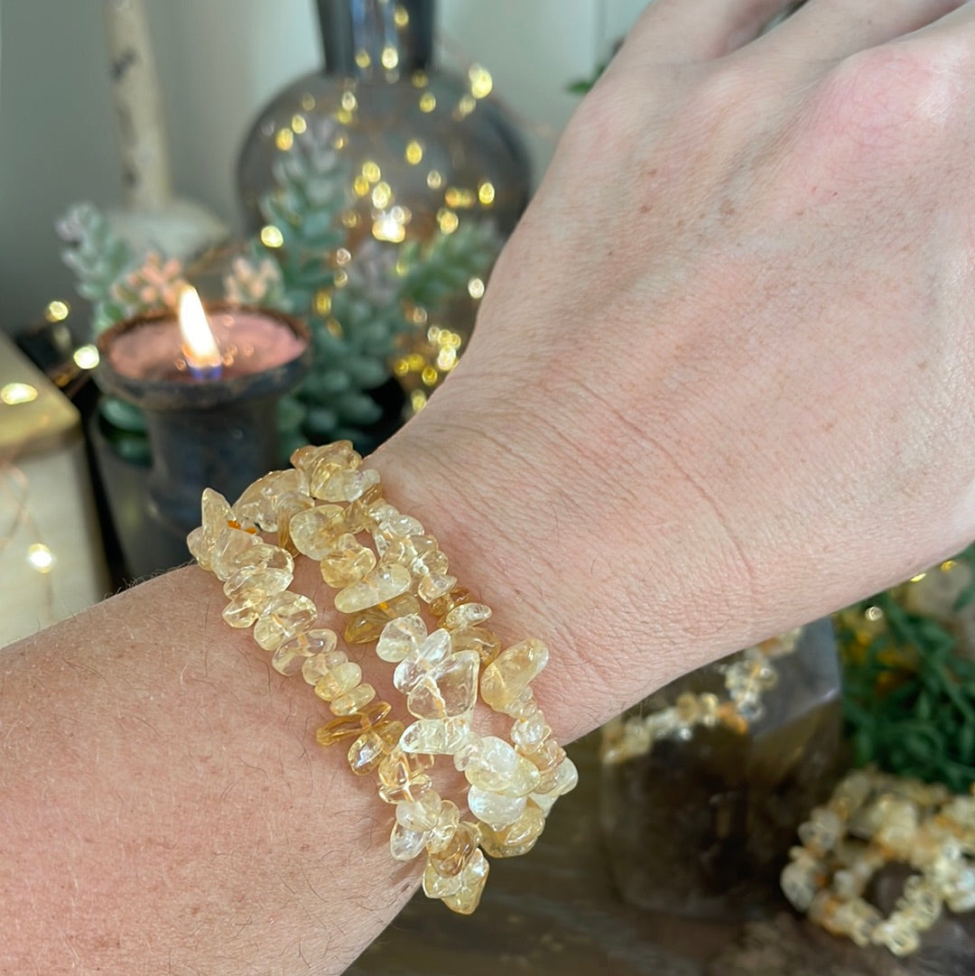 Citrine Semi-Precious Chip Bracelet