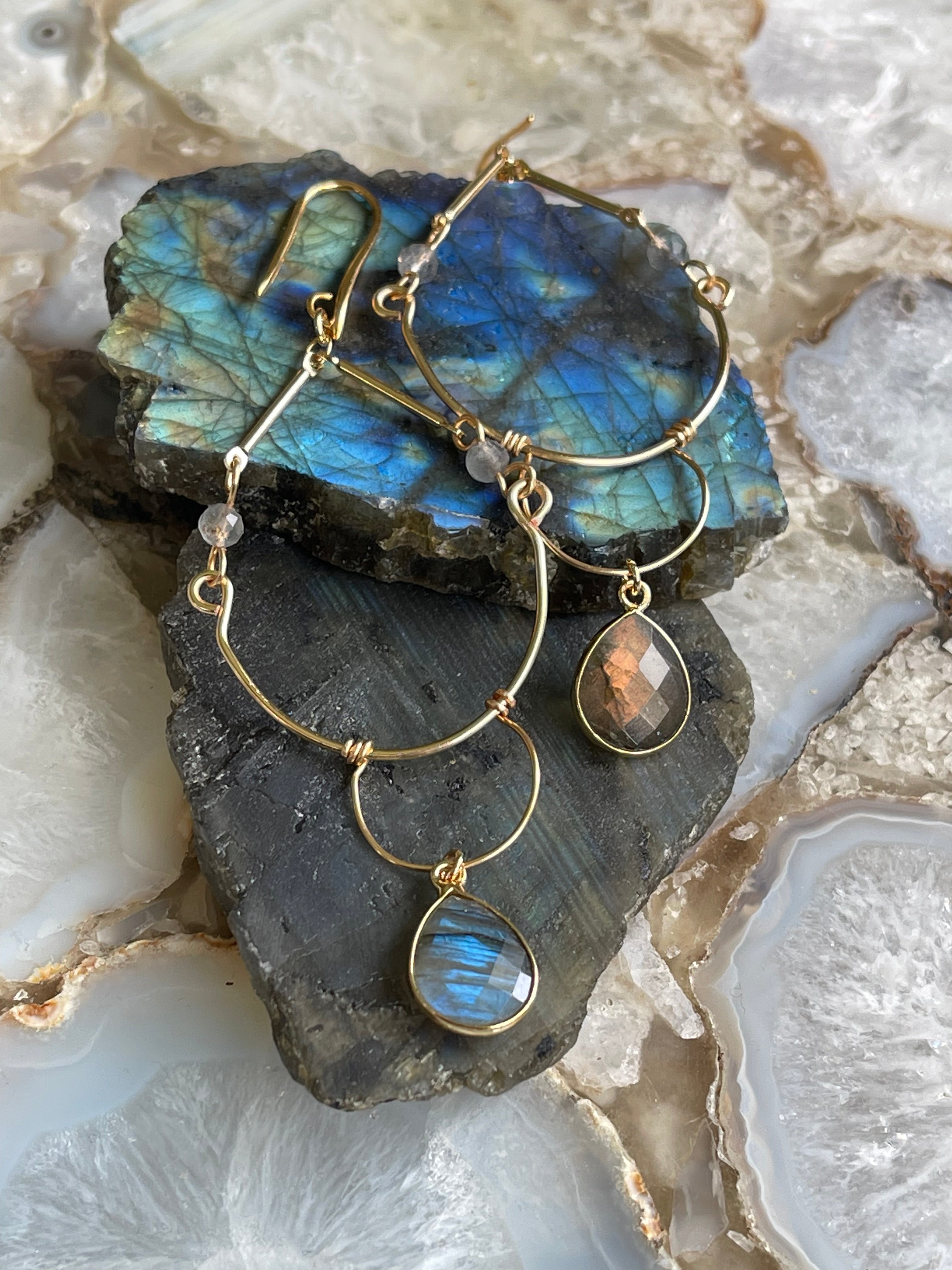 Labradorite Simple Chandelier Earrings