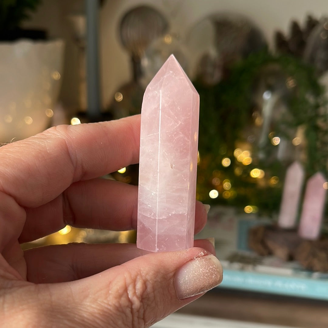 Tiny Rose Quartz Crystal Tower