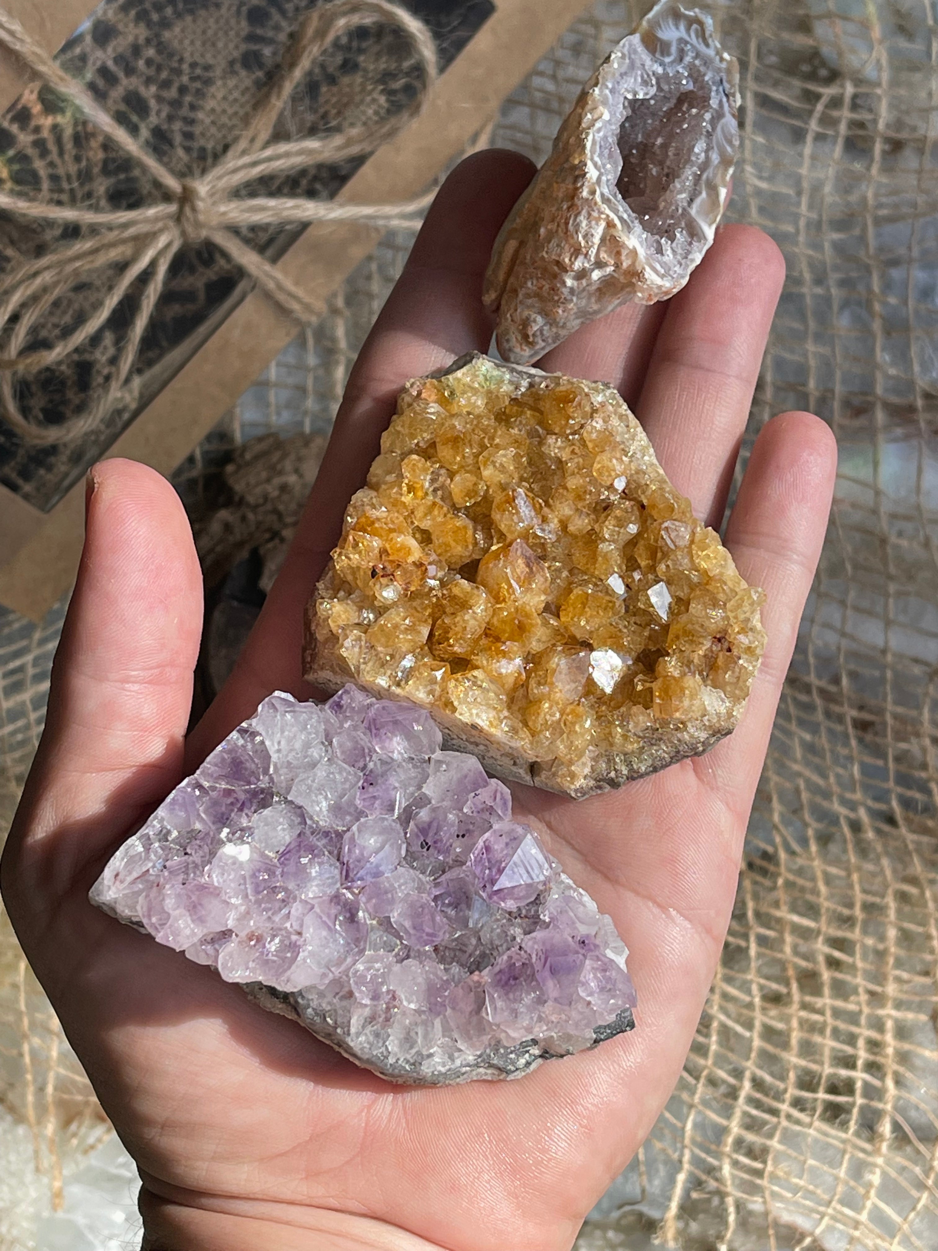 Amethyst, Citrine & Agate  Cluster Mystery GiftBox | Australia | Crystal Collection | Gift Set