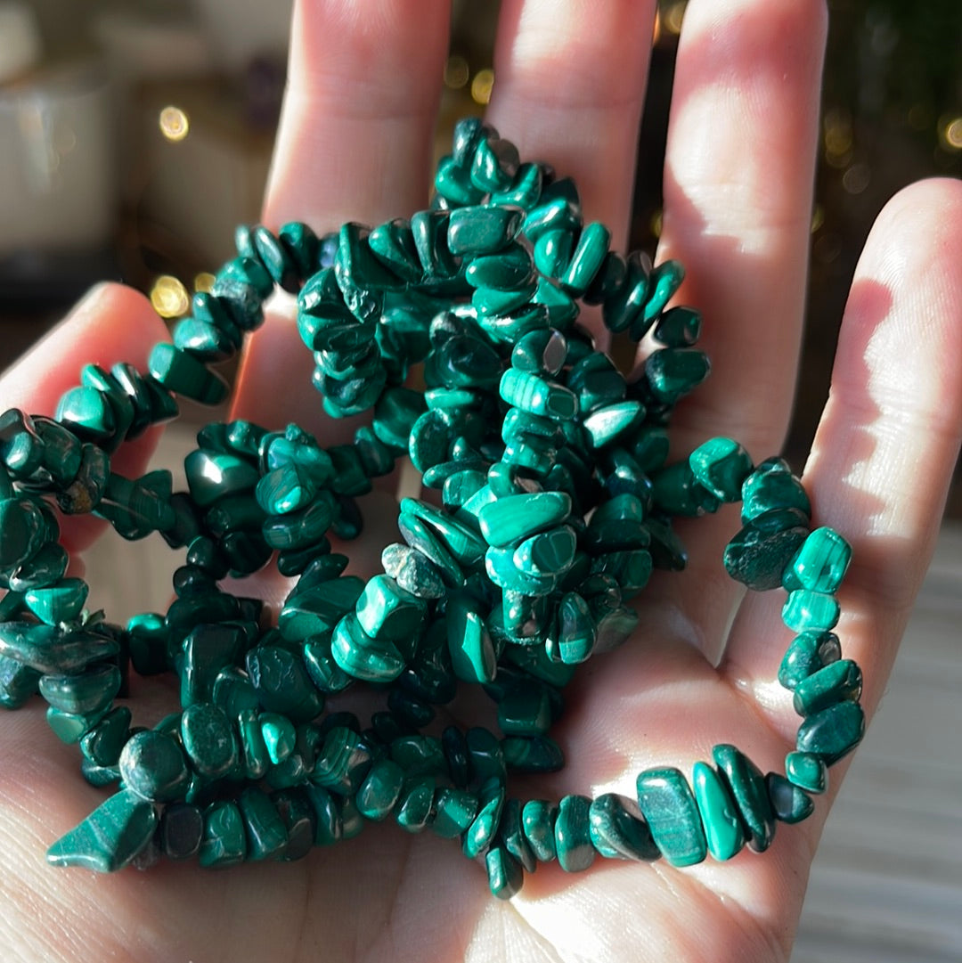 Malachite Semi-Precious Chip Bracelet