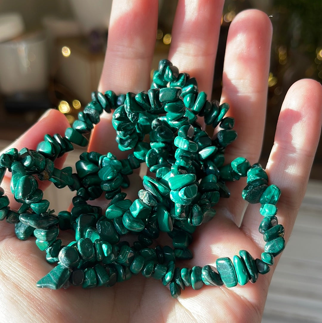 Malachite Semi-Precious Chip Bracelet