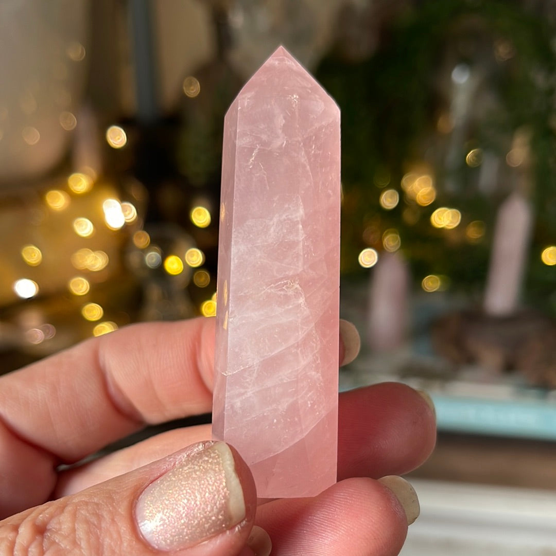 Tiny Rose Quartz Crystal Tower