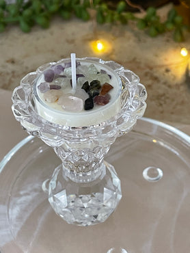 Rainbow Crystal Infused Tea Light Candle