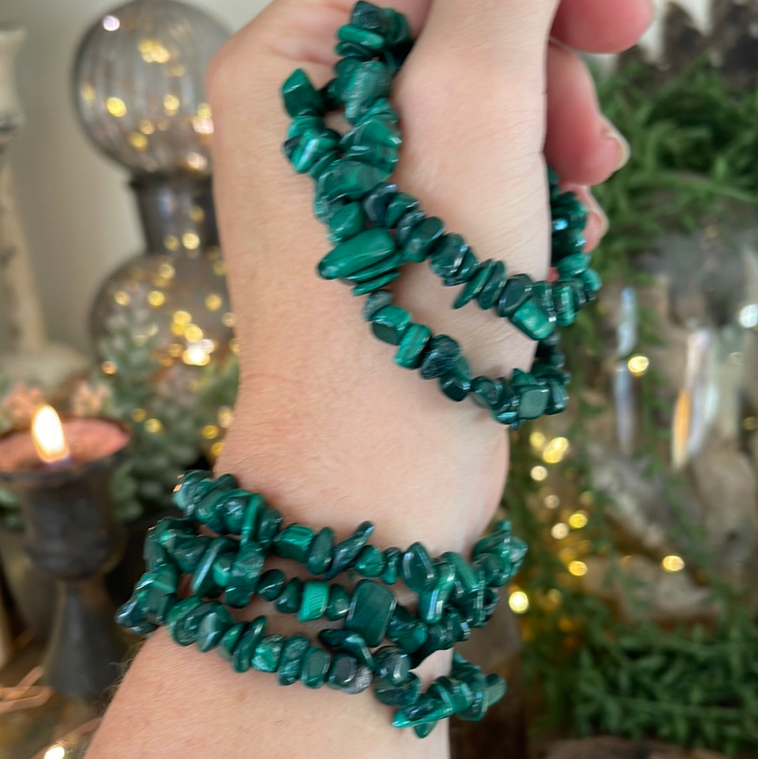 Malachite Semi-Precious Chip Bracelet