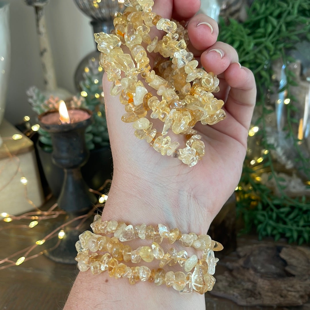 Citrine Semi-Precious Chip Bracelet