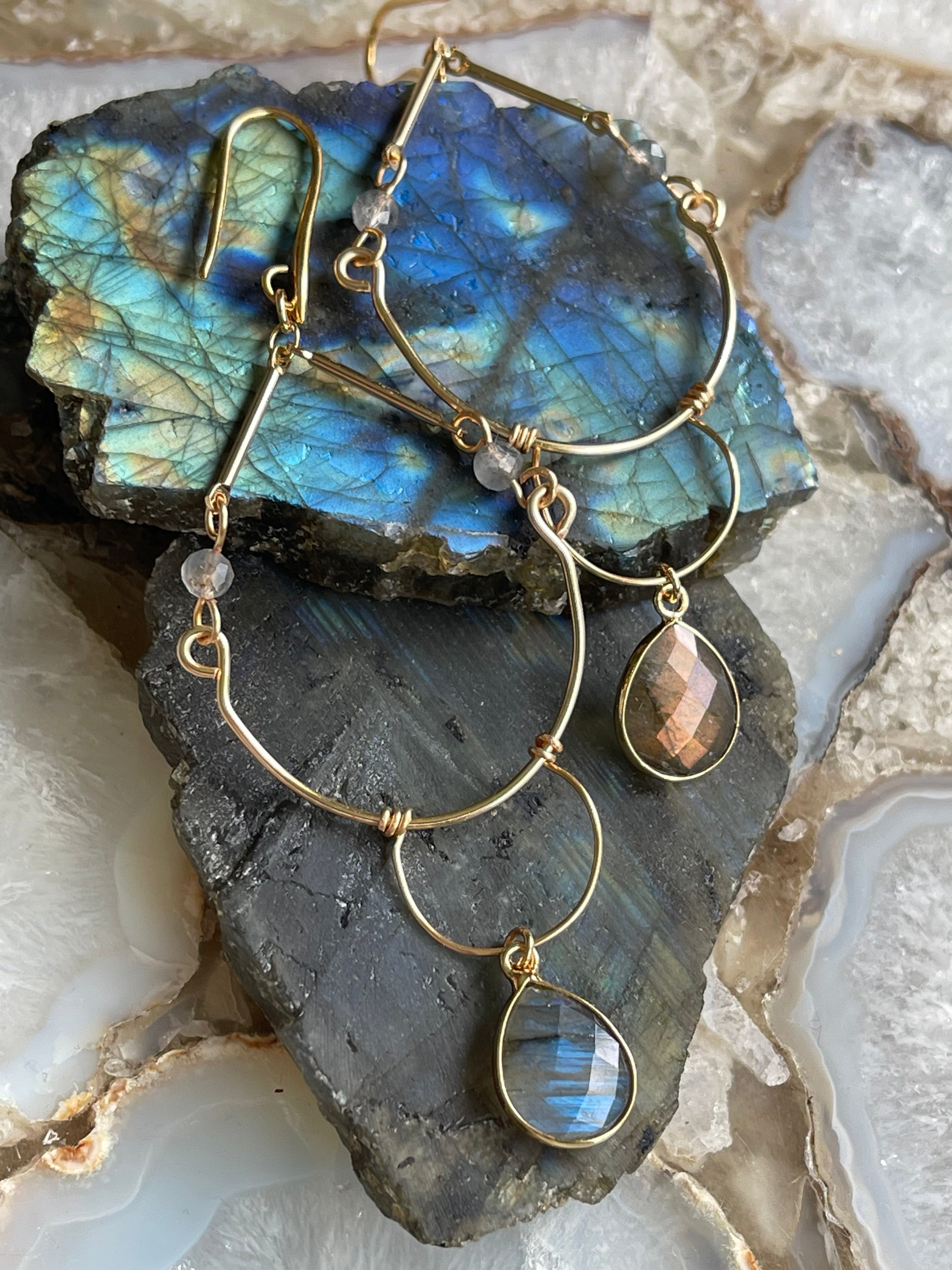 Labradorite Simple Chandelier Earrings