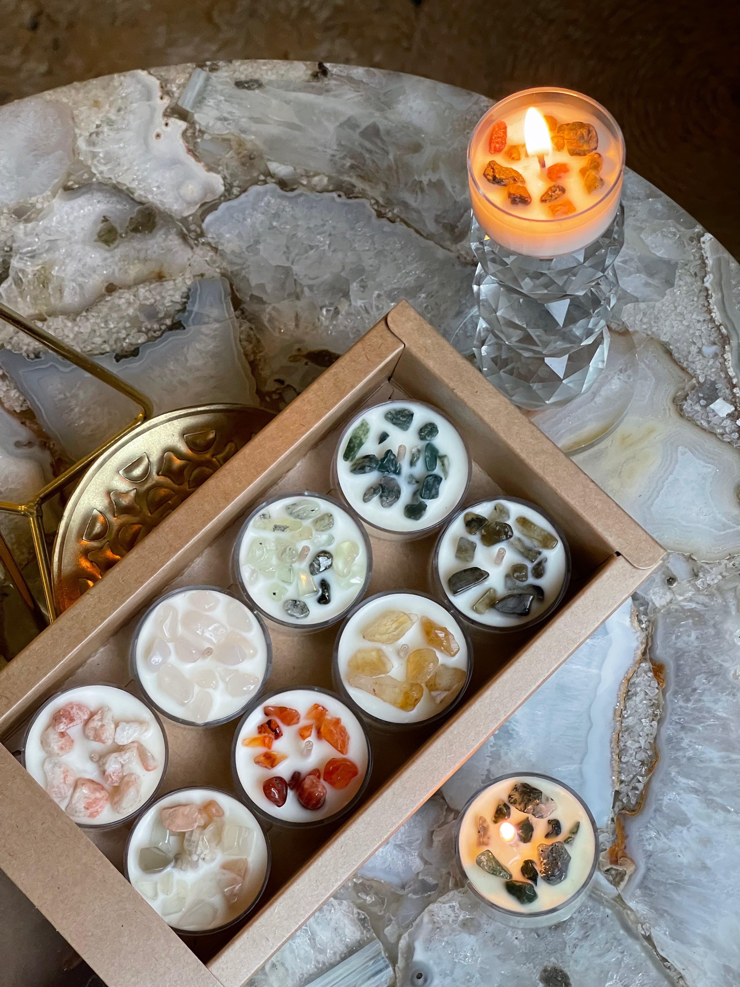 Crystal Infused Tea Light Candles | Candles | Crystal Collection