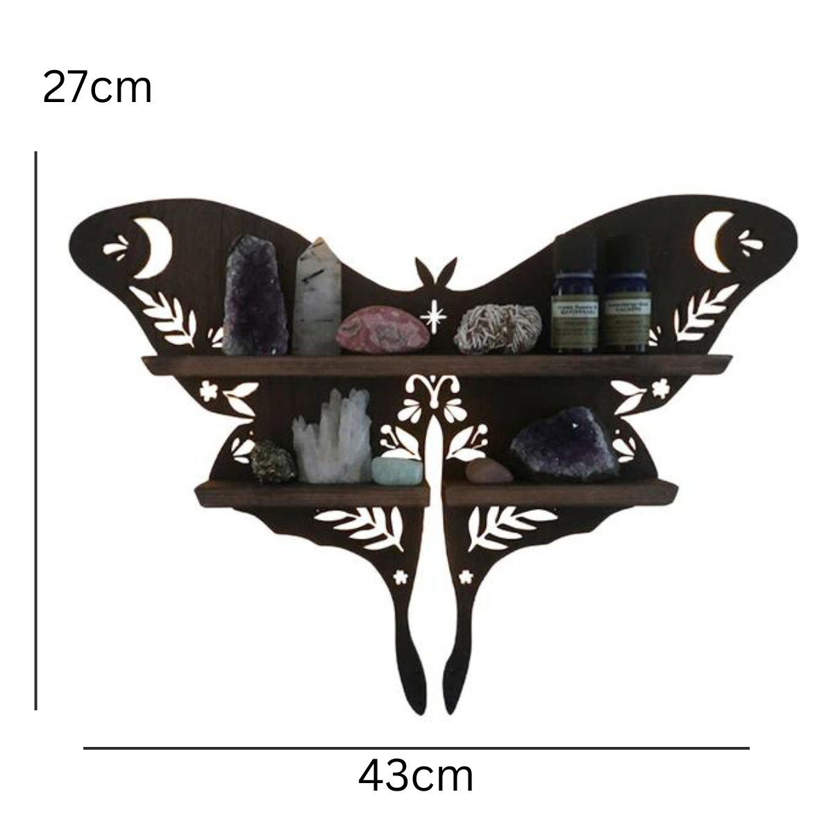 Wooden Moth Light Shelf | Wall Hanging | Crystal Collection | Gift Idea