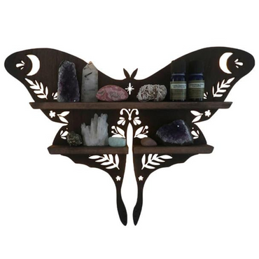 Wooden Moth Light Shelf | Wall Hanging | Crystal Collection | Gift Idea
